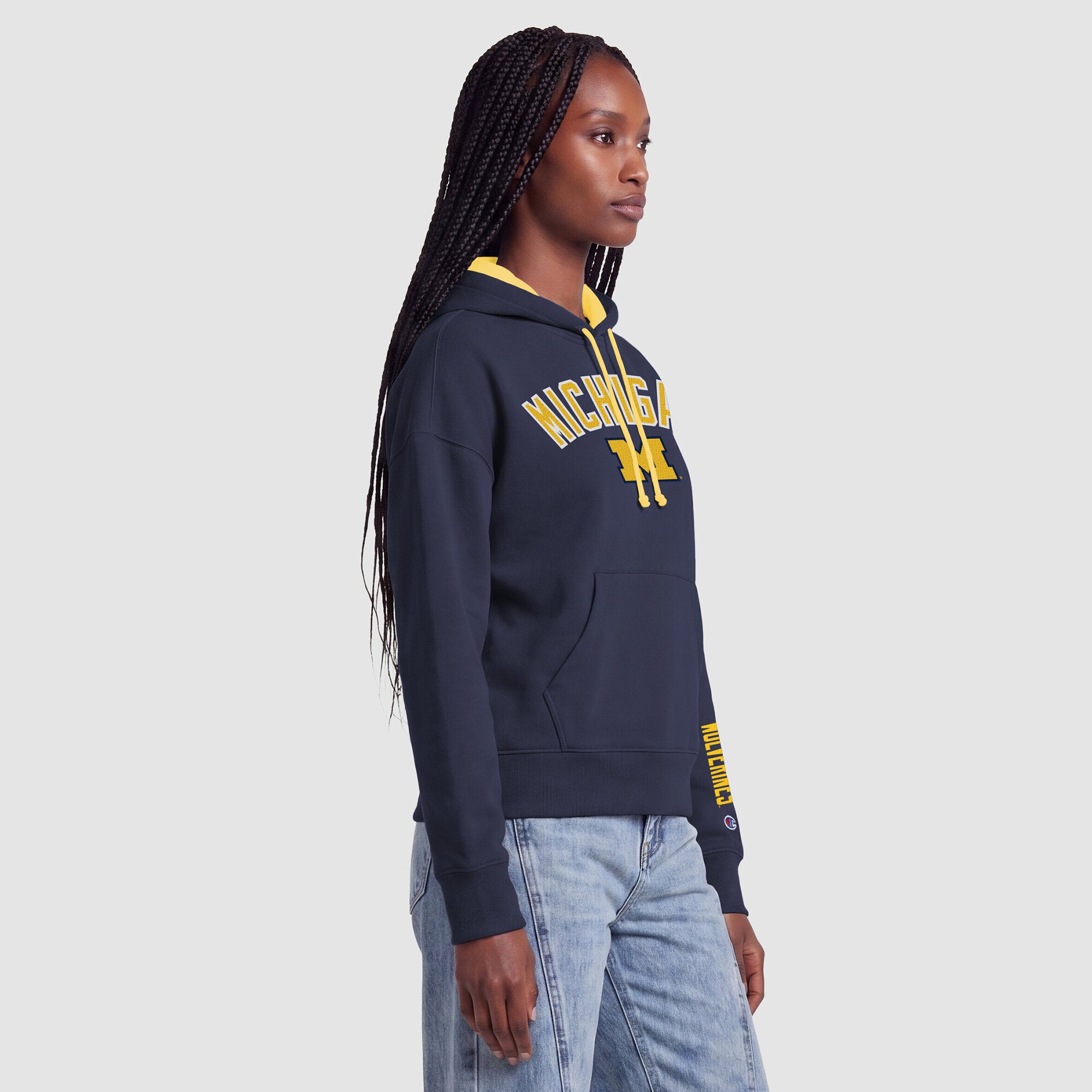Sweat à capuche bleu marine Champion Michigan Wolverines pour femmes