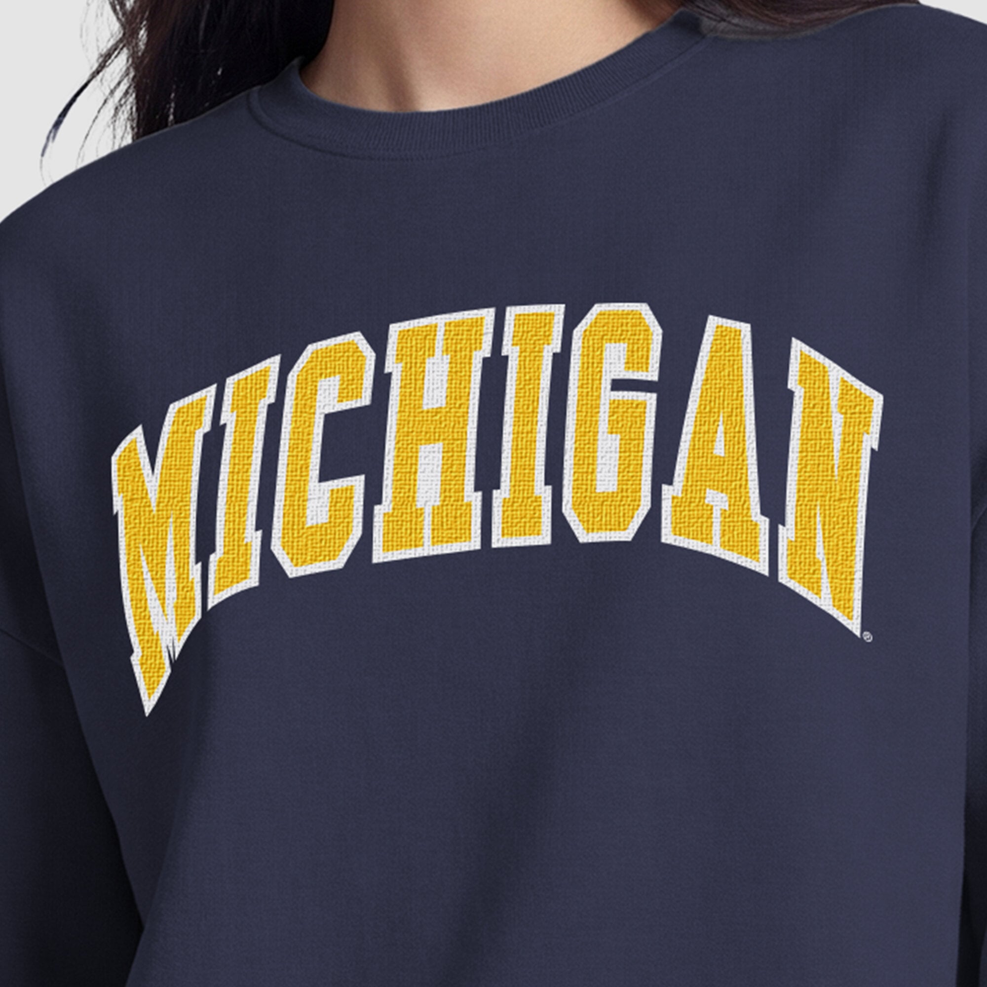 Sweat-shirt polaire à col rond Champion bleu marine Michigan Wolverines pour femmes