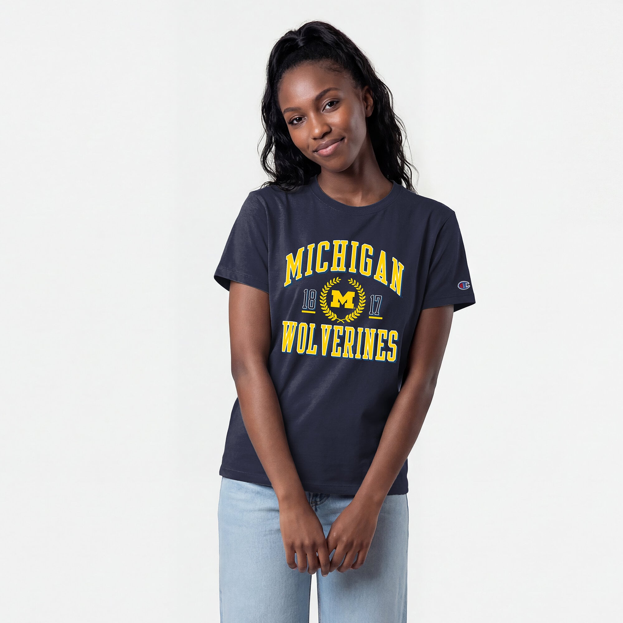 Women's Champion Navy Michigan Wolverines Lifestyle T-Shirt