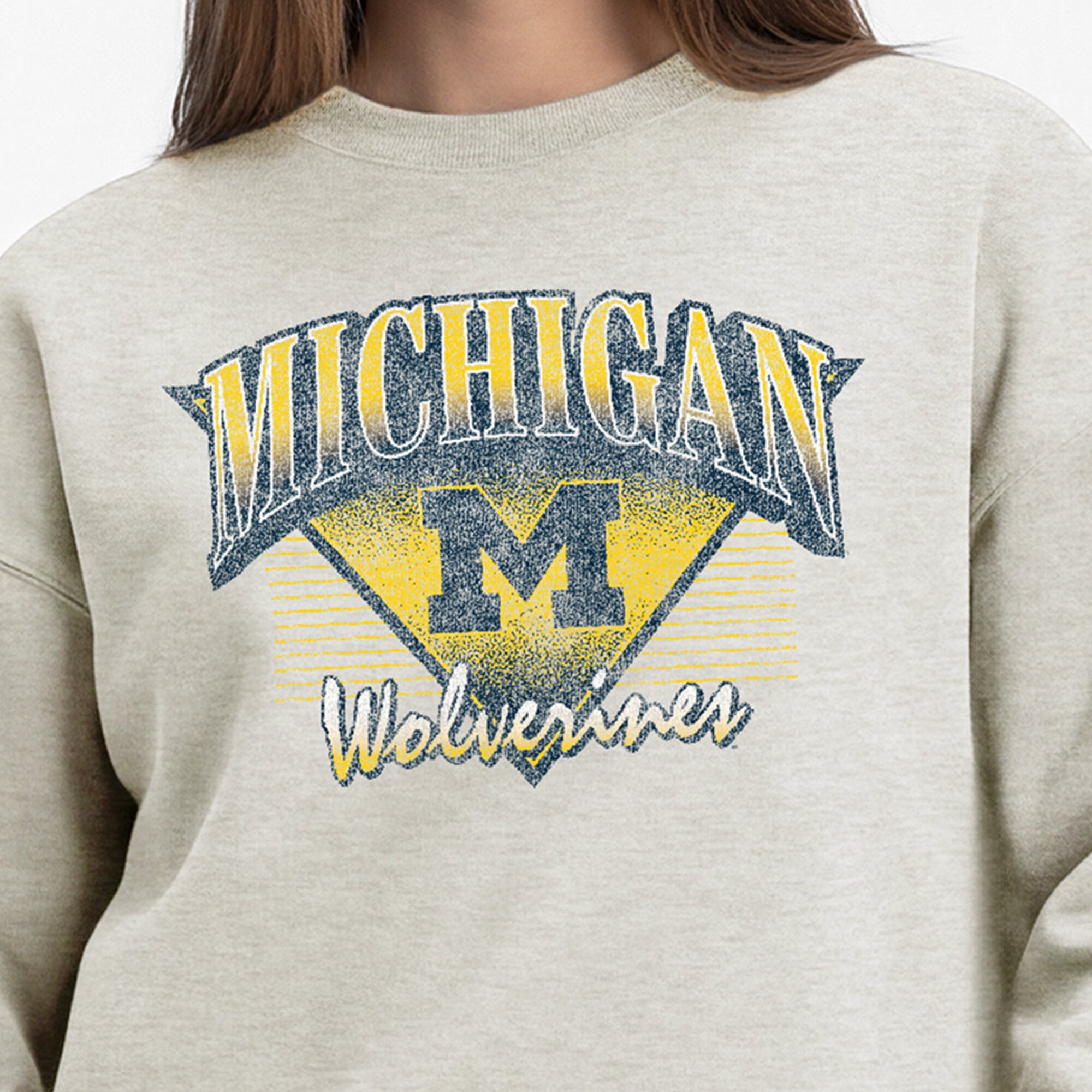 Sweat-shirt Champion pour femmes, couleur avoine, Michigan Wolverines All-Star Weave