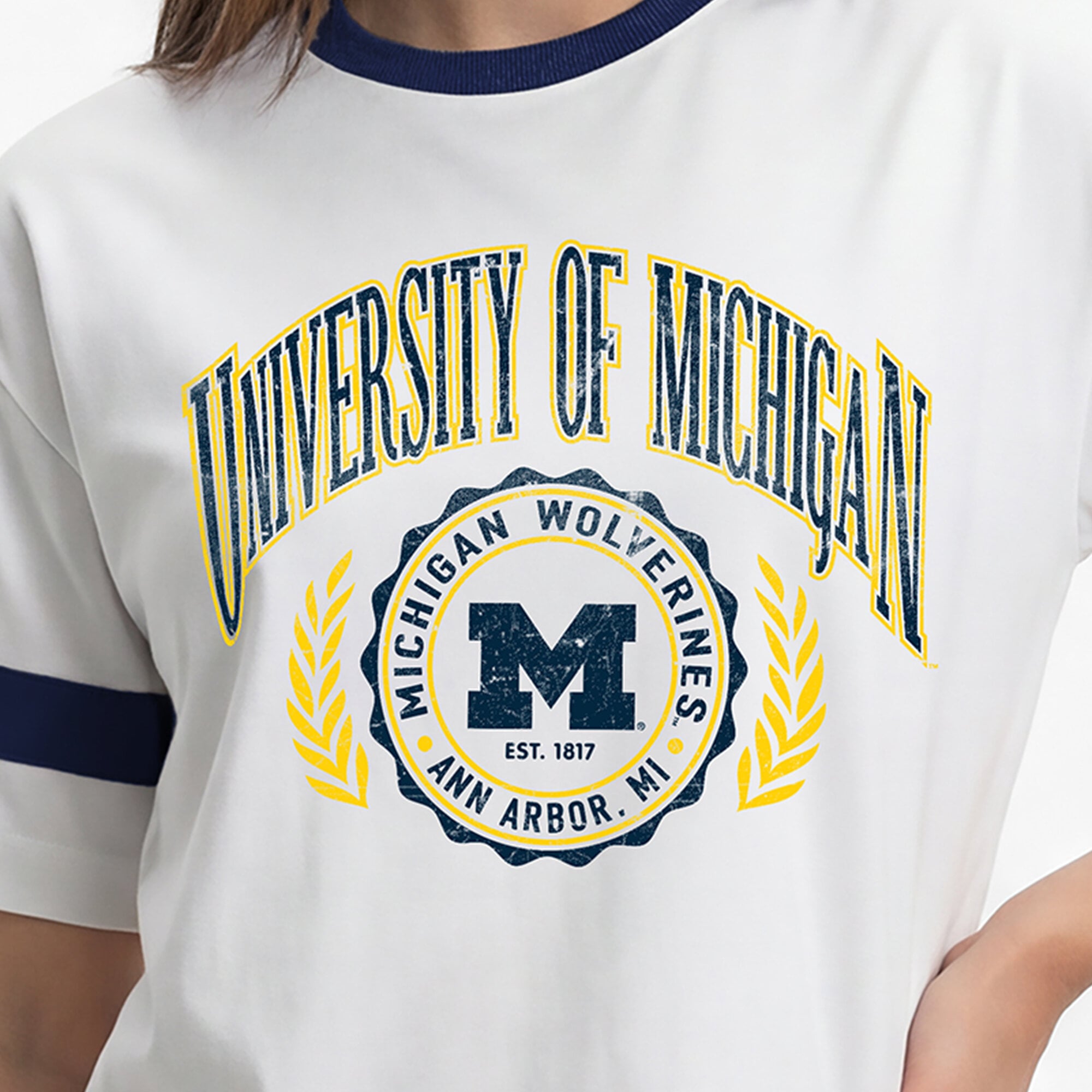Women's Champion  White Michigan Wolverines Retro Oversized T-Shirt