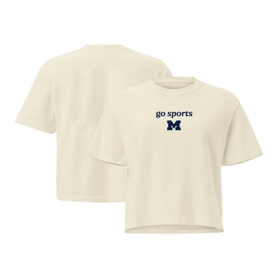 Michigan Wolverines Comfort Colors Women's Go Sports Cropped T-Shirt - Cream