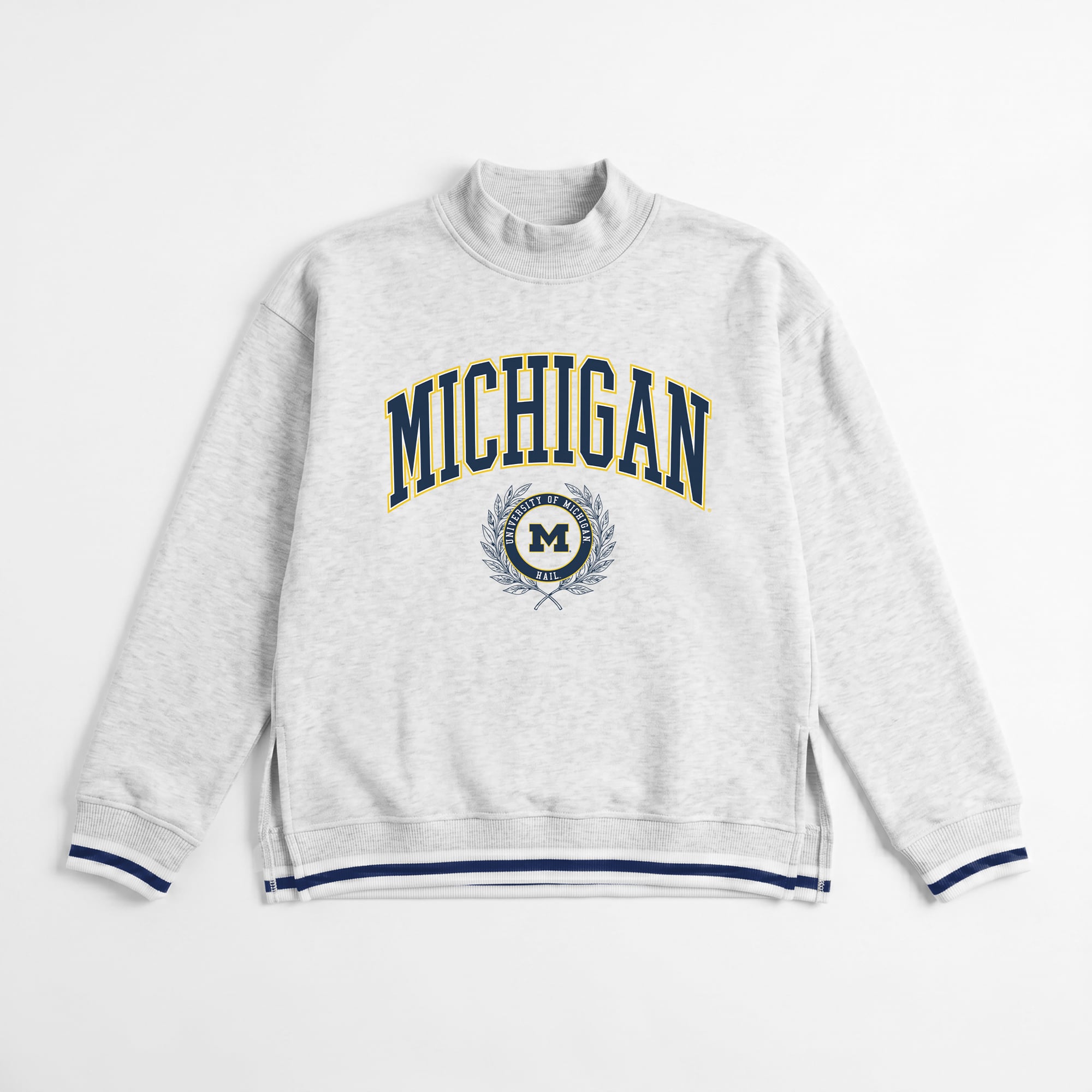 Women's Gameday Couture Gray Michigan Wolverines Rally Point Contrast Stripe Mock Neck Sweatshirt