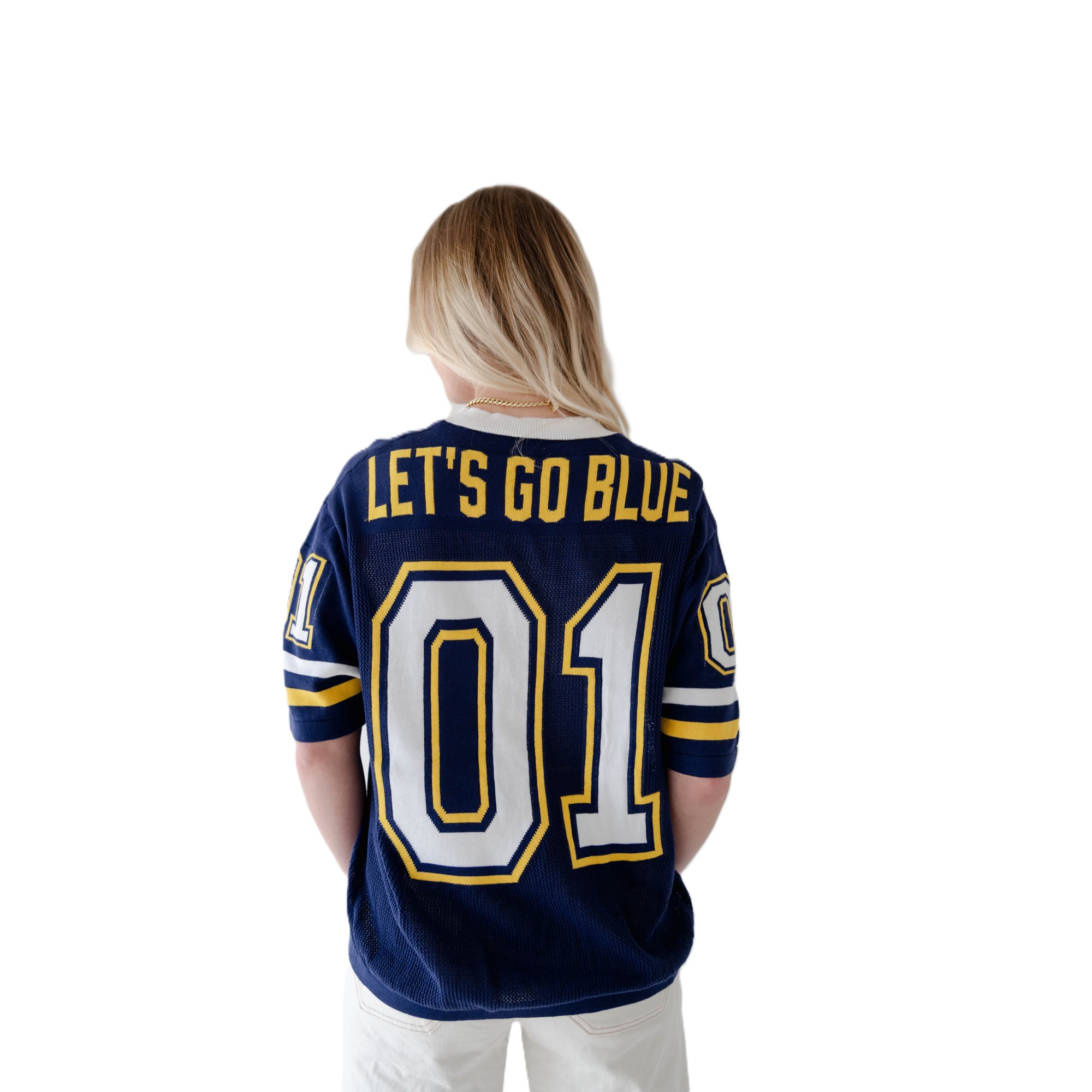 Maillot de football tricoté Michigan Wolverines bleu marine pour femmes, Gameday Social.