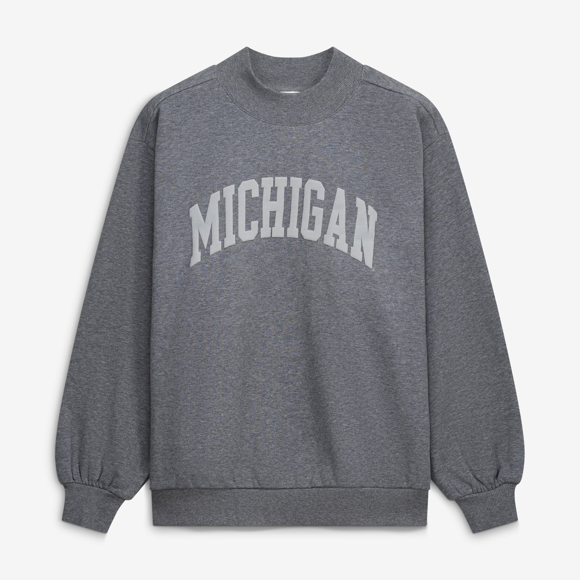 Women's Heather Gray Michigan Wolverines Monroe Mock Neck Sweatshirt