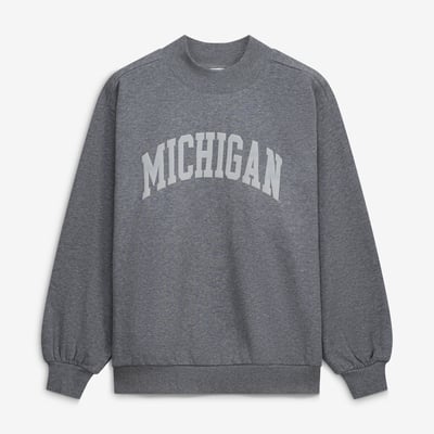  Michigan Wolverines Women's Monroe Mock Neck Sweatshirt - Heather Gray