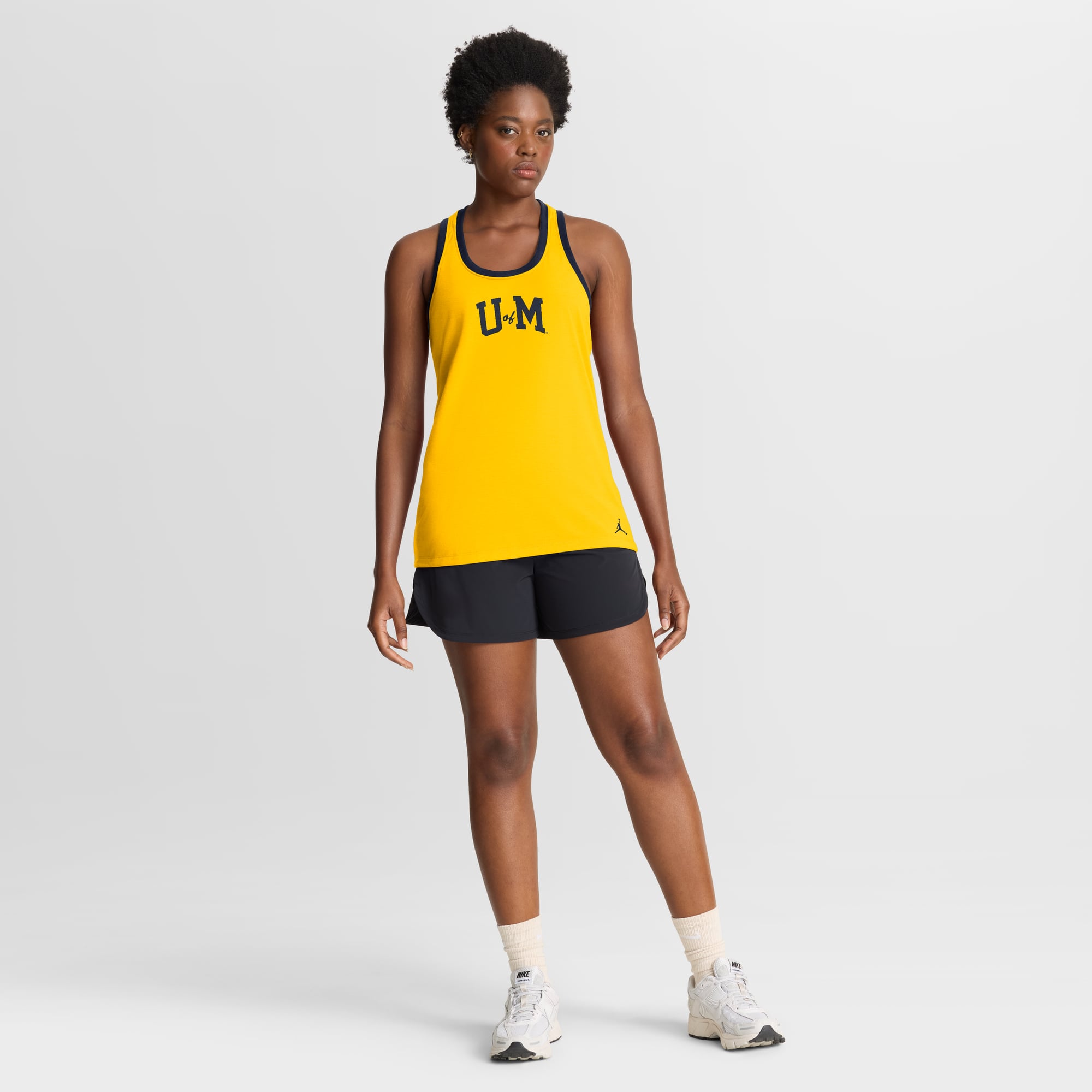 Débardeur dos nageur Jordan Brand Maize/Navy Michigan Wolverines Tri-Blend Dri-FIT pour femme