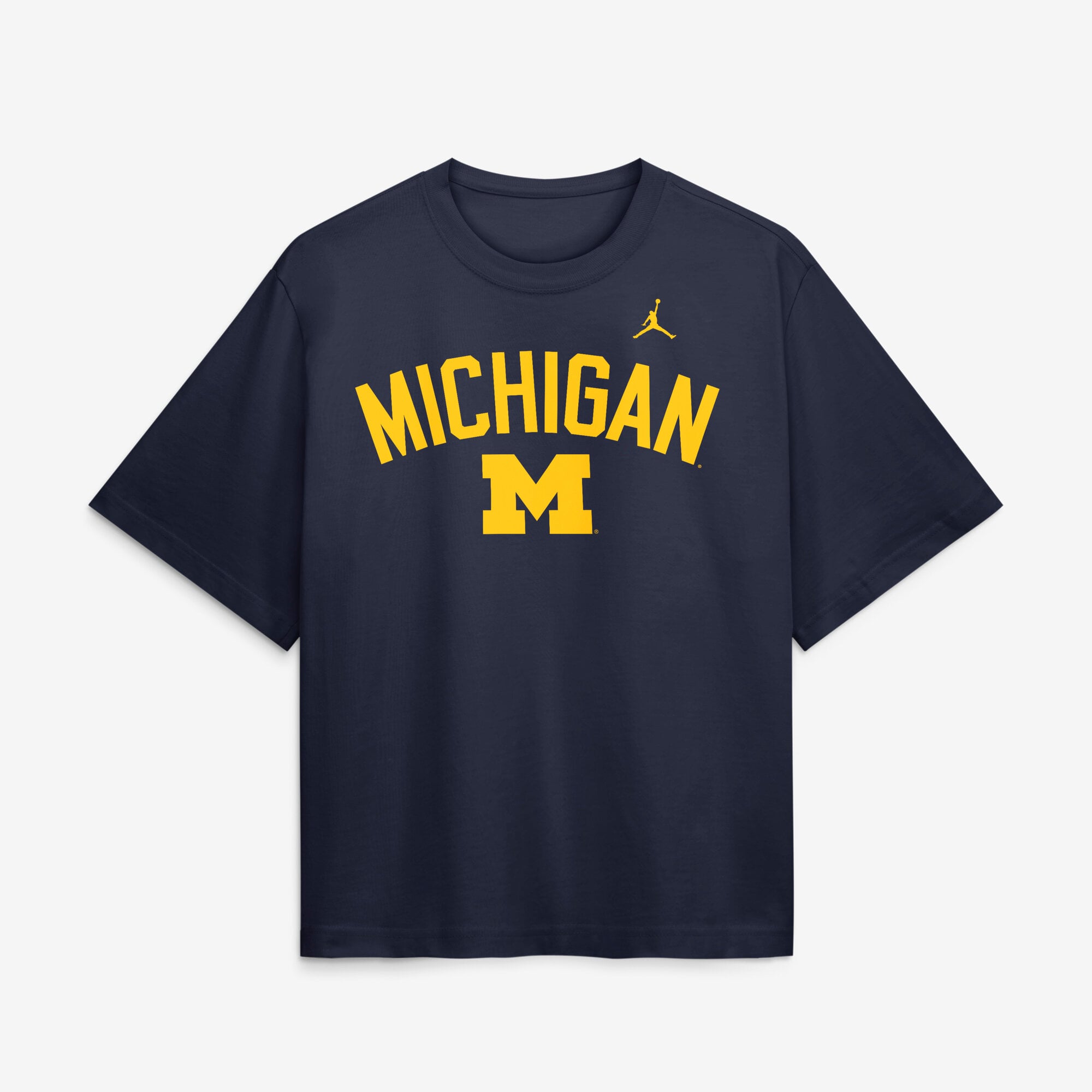 Women's Jordan Brand Navy Michigan Wolverines Arch Logo Boxy T-Shirt