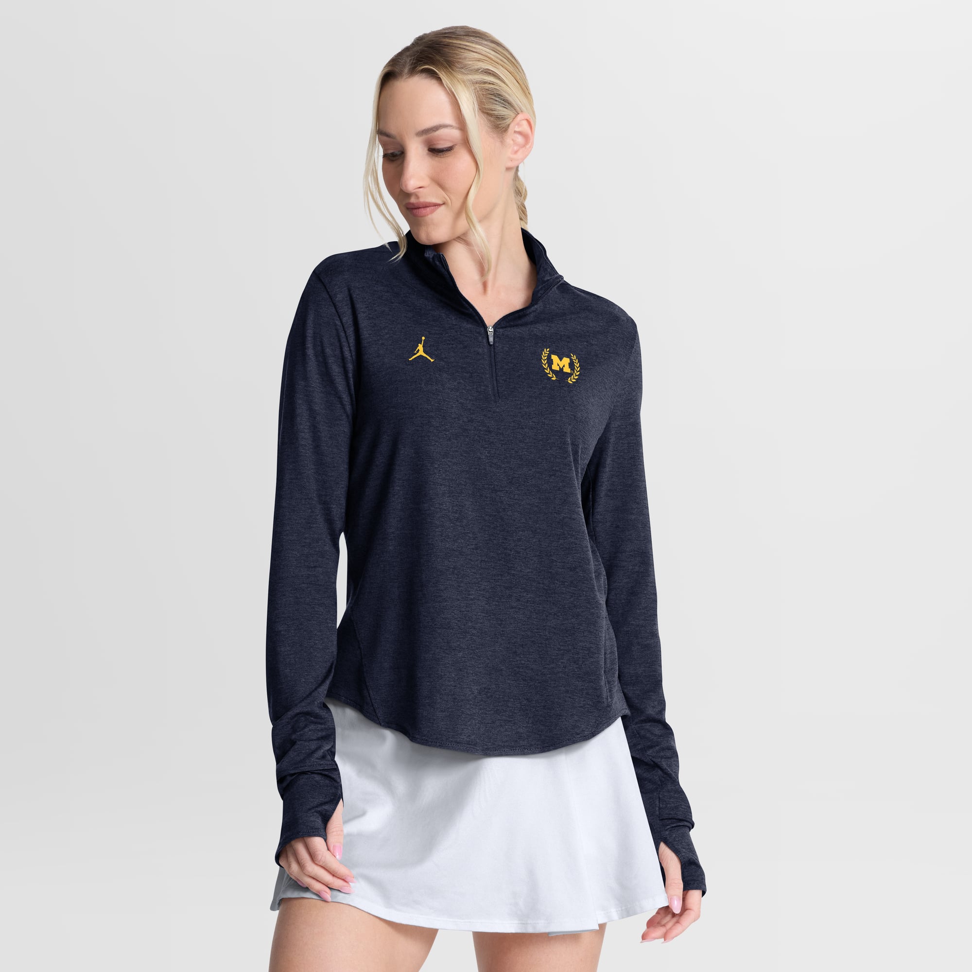 Women's Jordan Brand Navy Michigan Wolverines Swift Dri-FIT Half-Zip Pullover