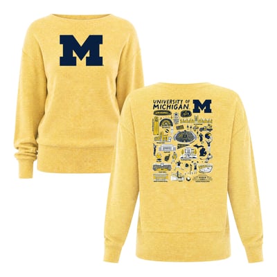 Michigan Wolverines Women's Impressions Lainey Ribbed Tunic Tri-Blend Sweatshirt - Maize