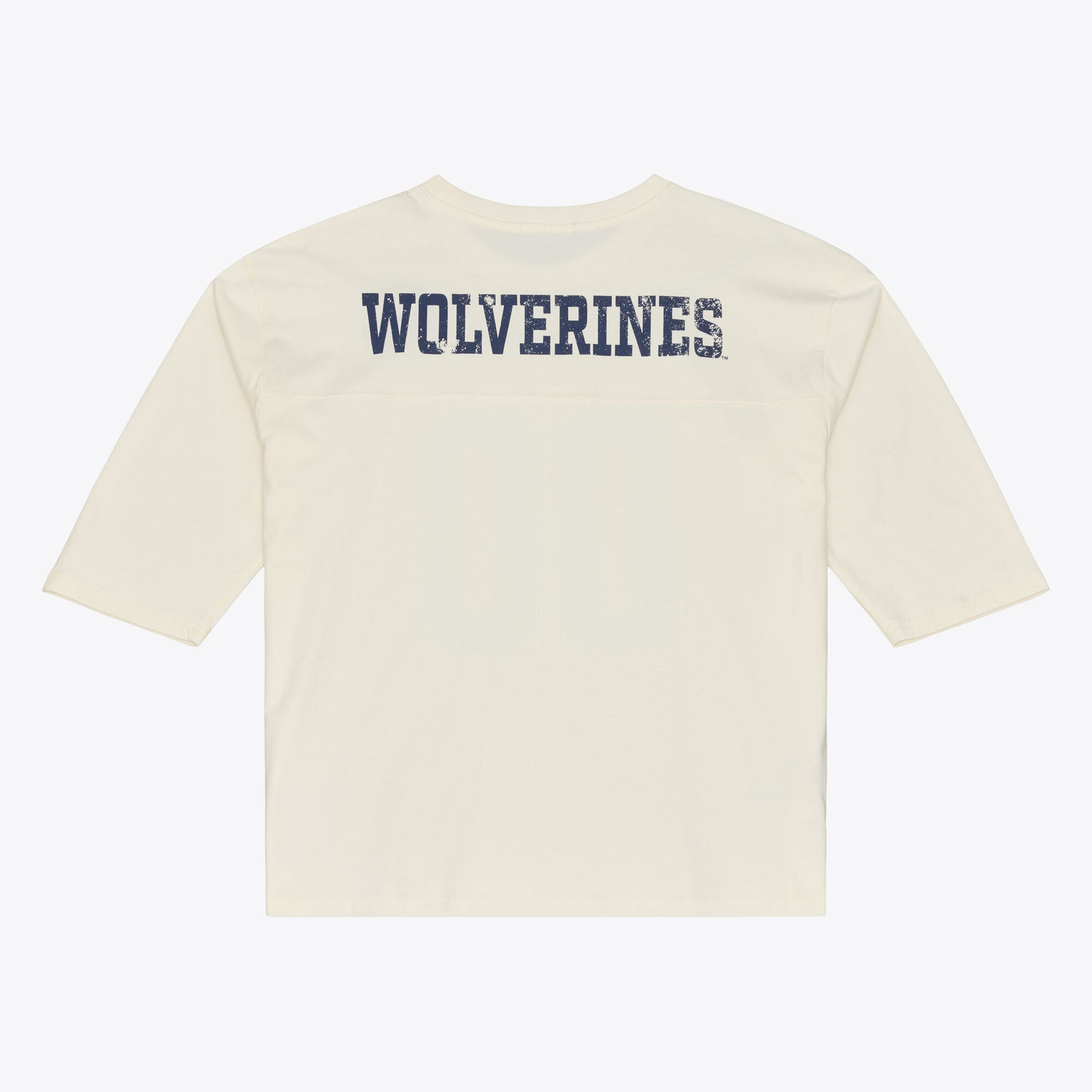 Women's Mitchell & Ness Cream Michigan Wolverines Retro Roots Oversized 3/4-Sleeve T-Shirt