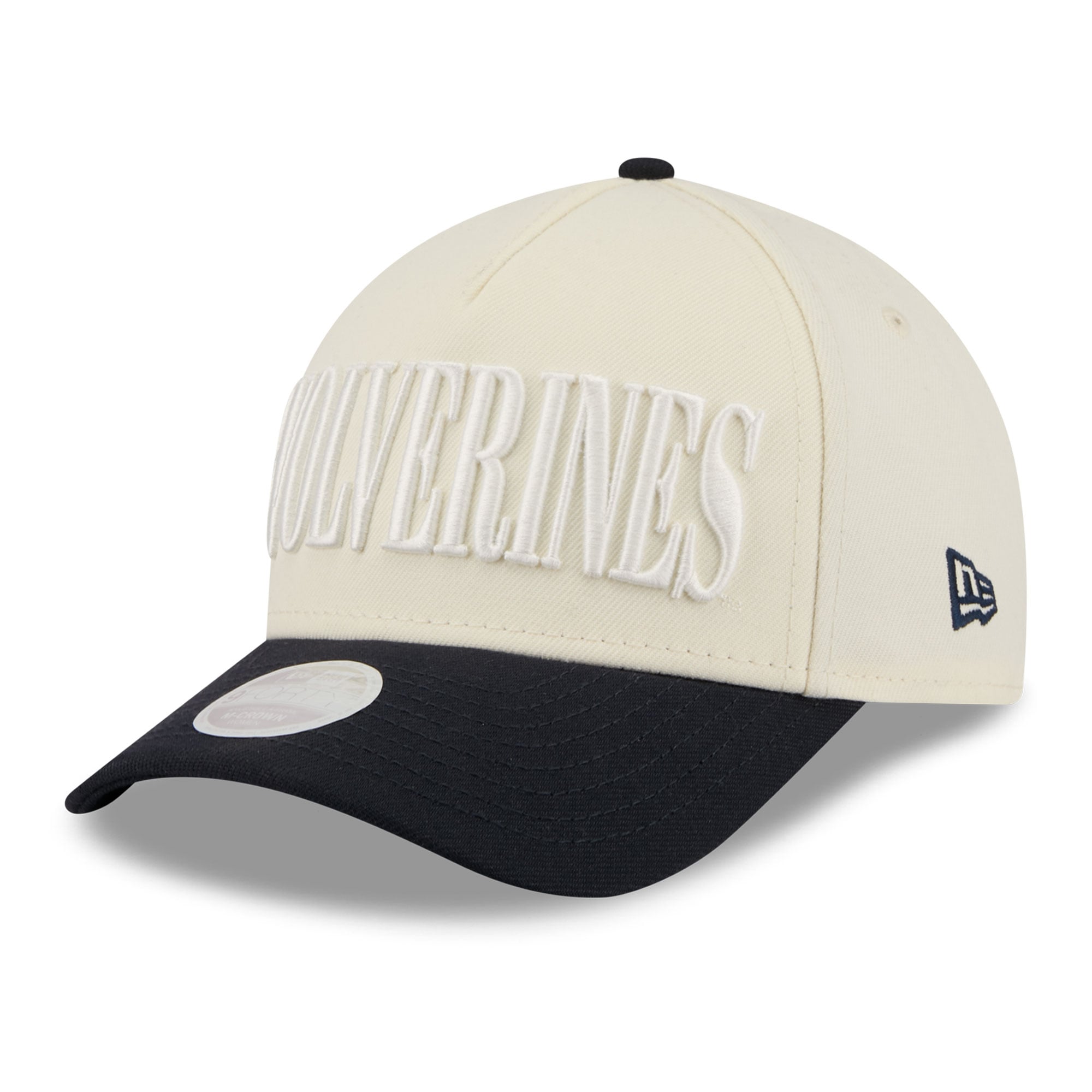 Casquette ajustable New Era 9FORTY A-Frame pour femme, blanche et marine, Michigan Wolverines