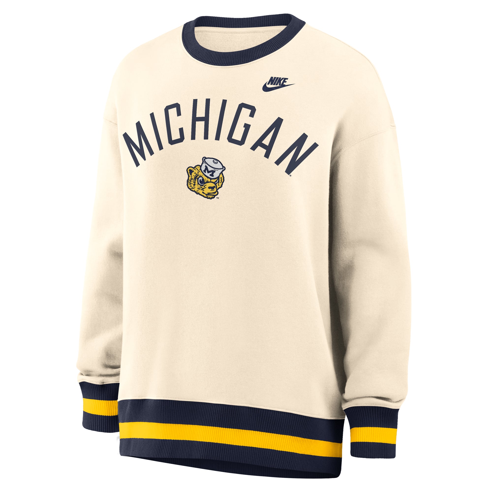 Pull-over oversize Legacy pour femme, couleur naturelle, des Michigan Wolverines.