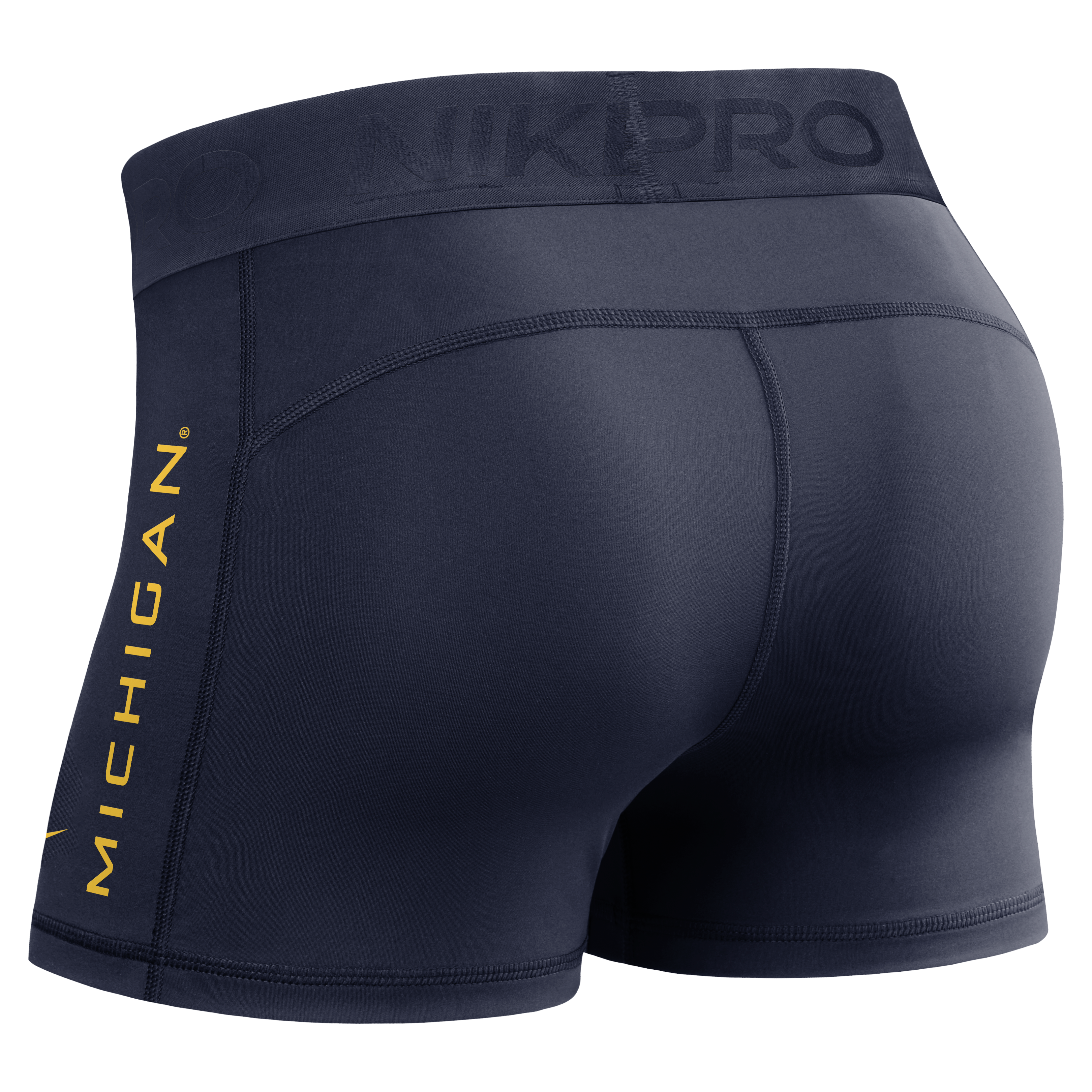 Women's Nike Navy Michigan Wolverines Pro Dri-FIT Mid-Rise Shorts