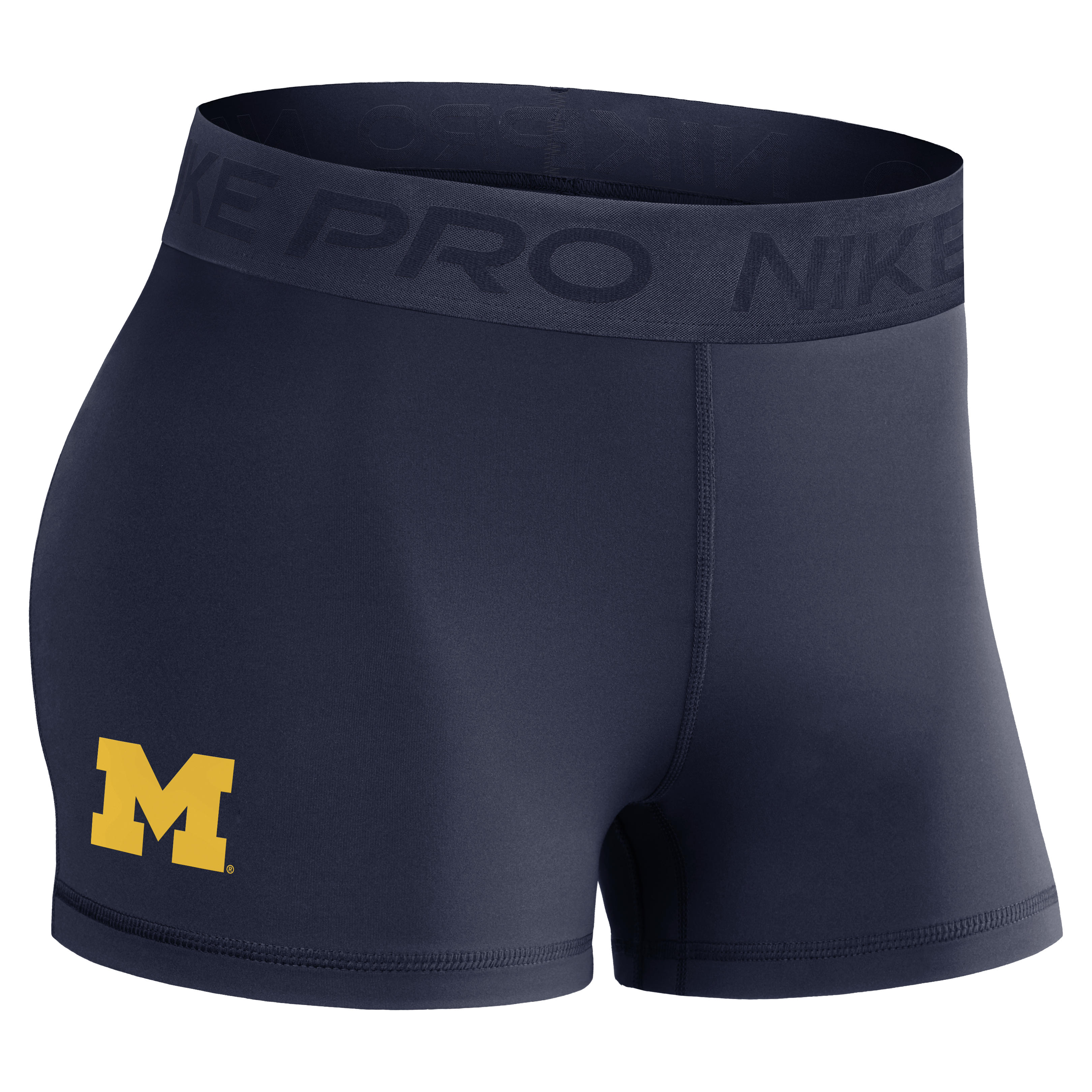 Women's Nike Navy Michigan Wolverines Pro Dri-FIT Mid-Rise Shorts
