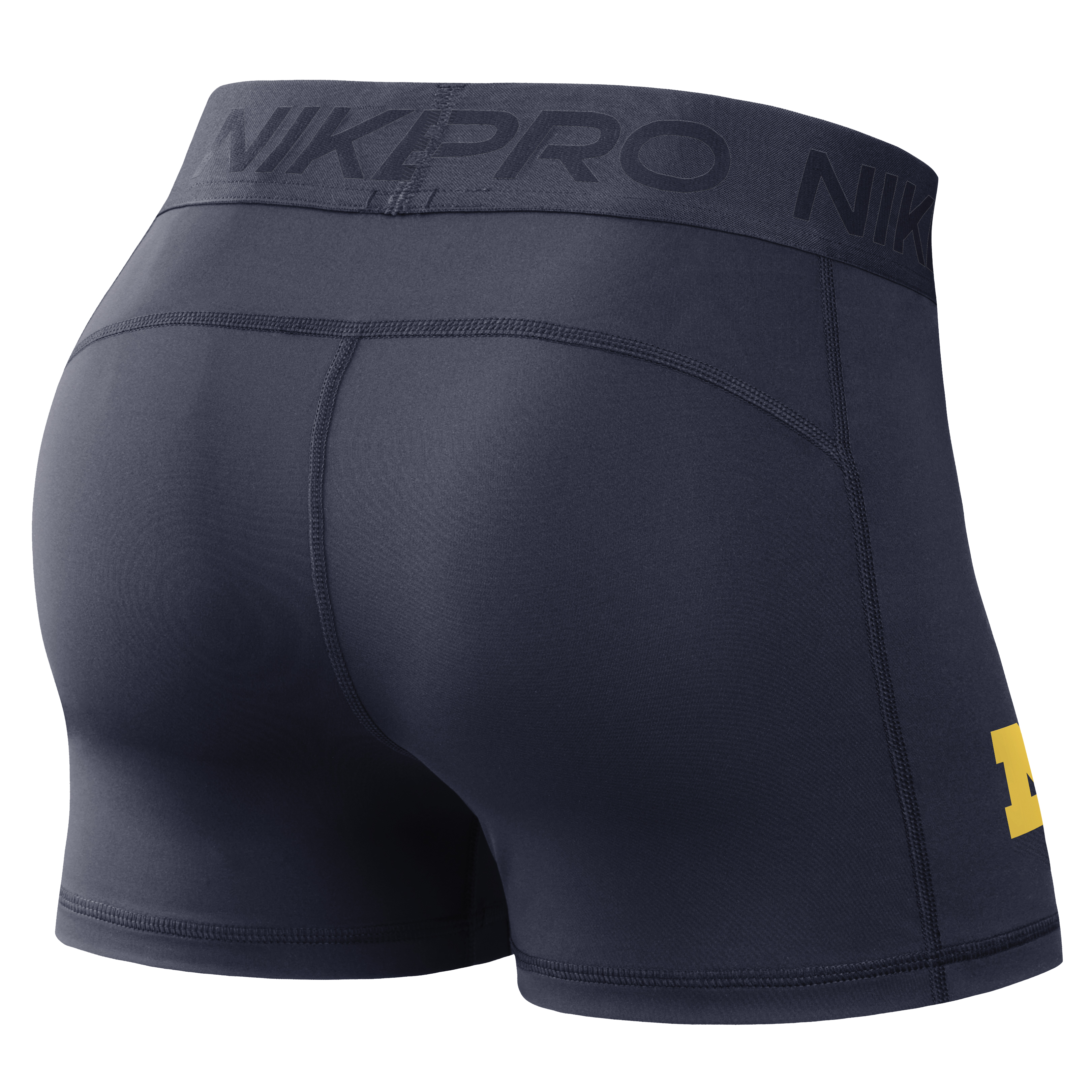 Women's Nike Navy Michigan Wolverines Pro Dri-FIT Mid-Rise Shorts