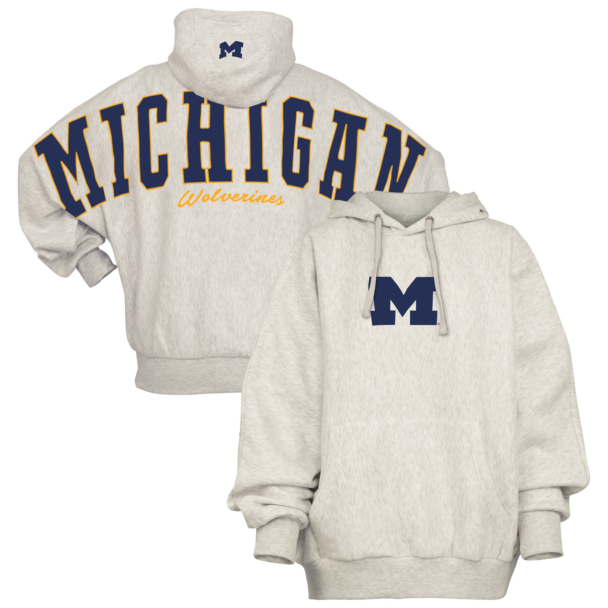 Sweat à capuche oversize gris Pressbox pour femmes Michigan Wolverines Belvedere