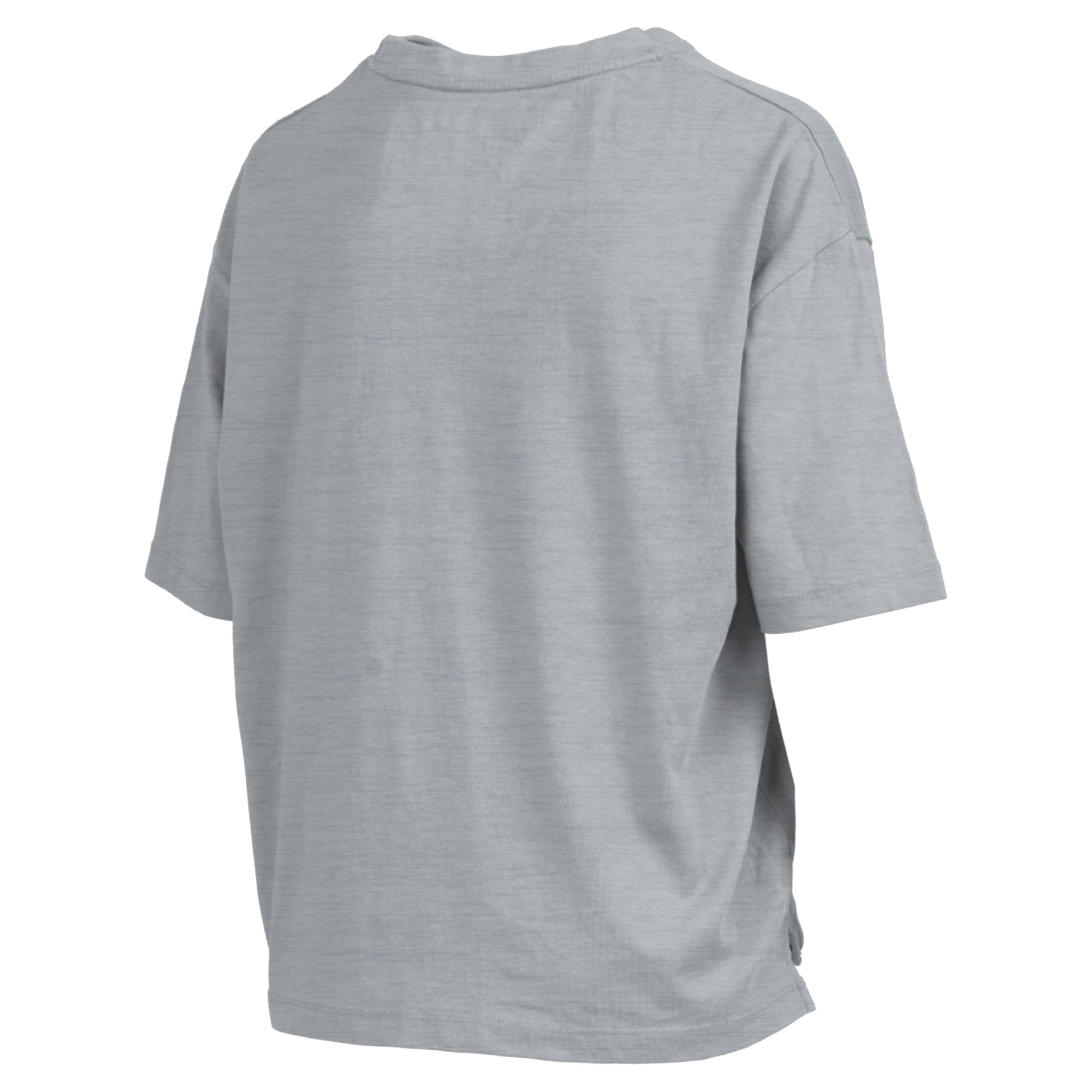 T-shirt oversize Pressbox Navy Michigan Wolverines pour femmes, logo Nelson Arch Over, en tissu flammé.