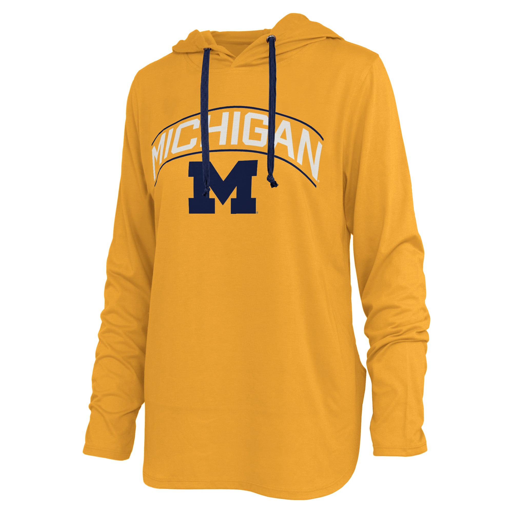Women's Pressbox Navy Michigan Wolverines Allie Long Sleeve Hooded T-Shirt