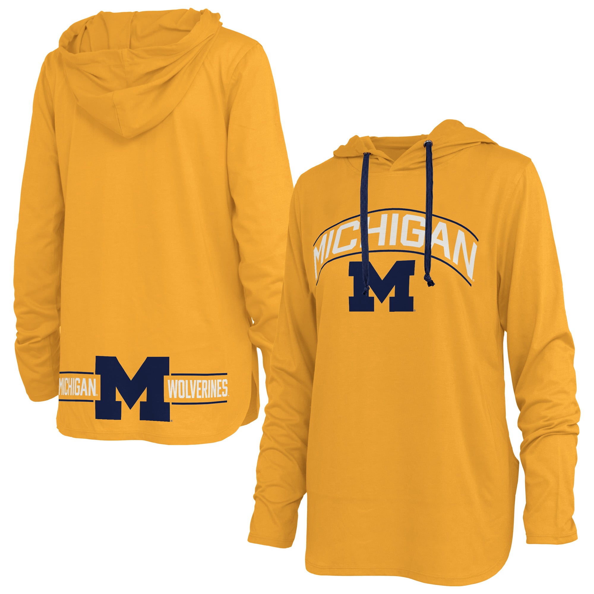 Women's Pressbox Navy Michigan Wolverines Allie Long Sleeve Hooded T-Shirt