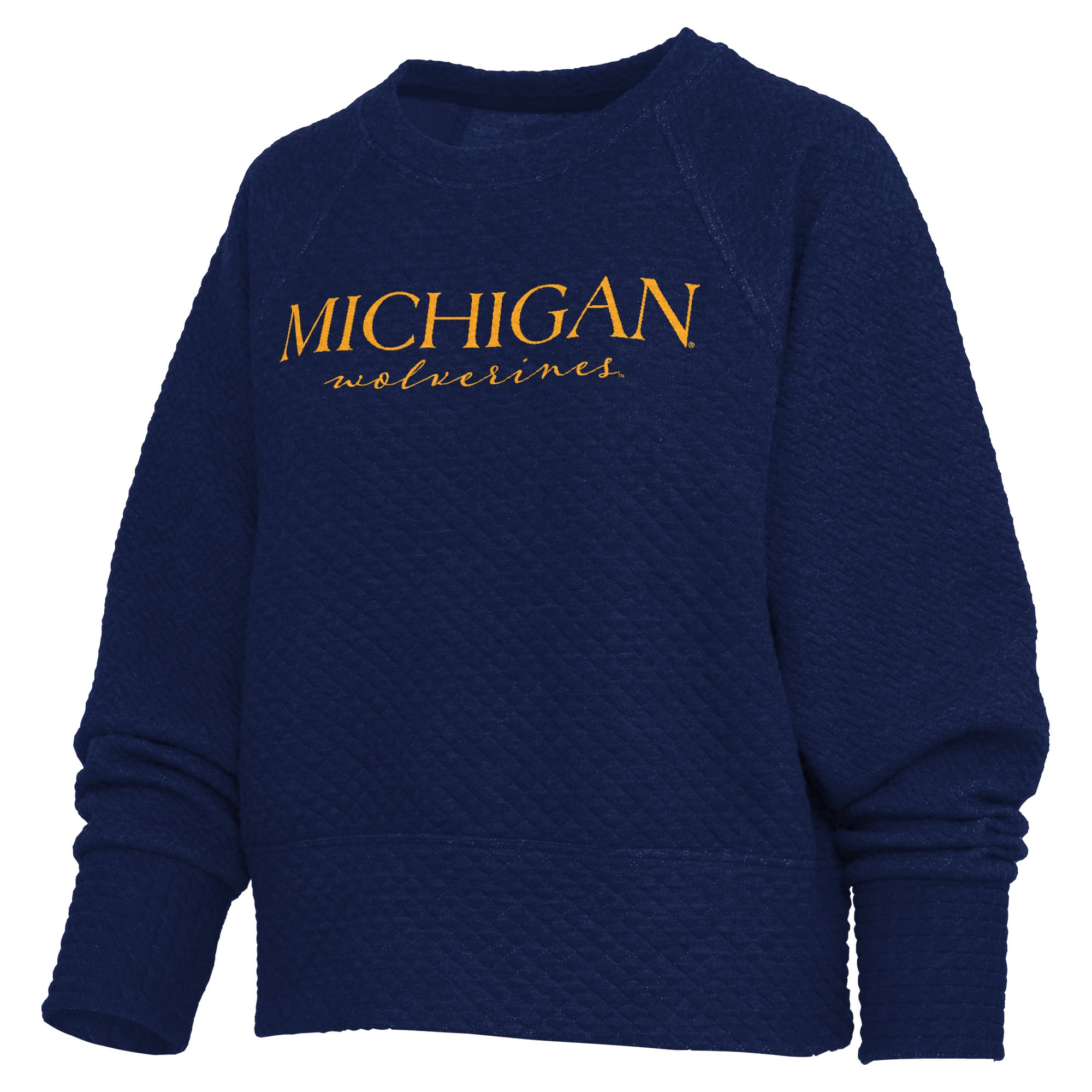 Sweat-shirt matelassé Pressbox Navy Michigan Wolverines Champagne Nova pour femme