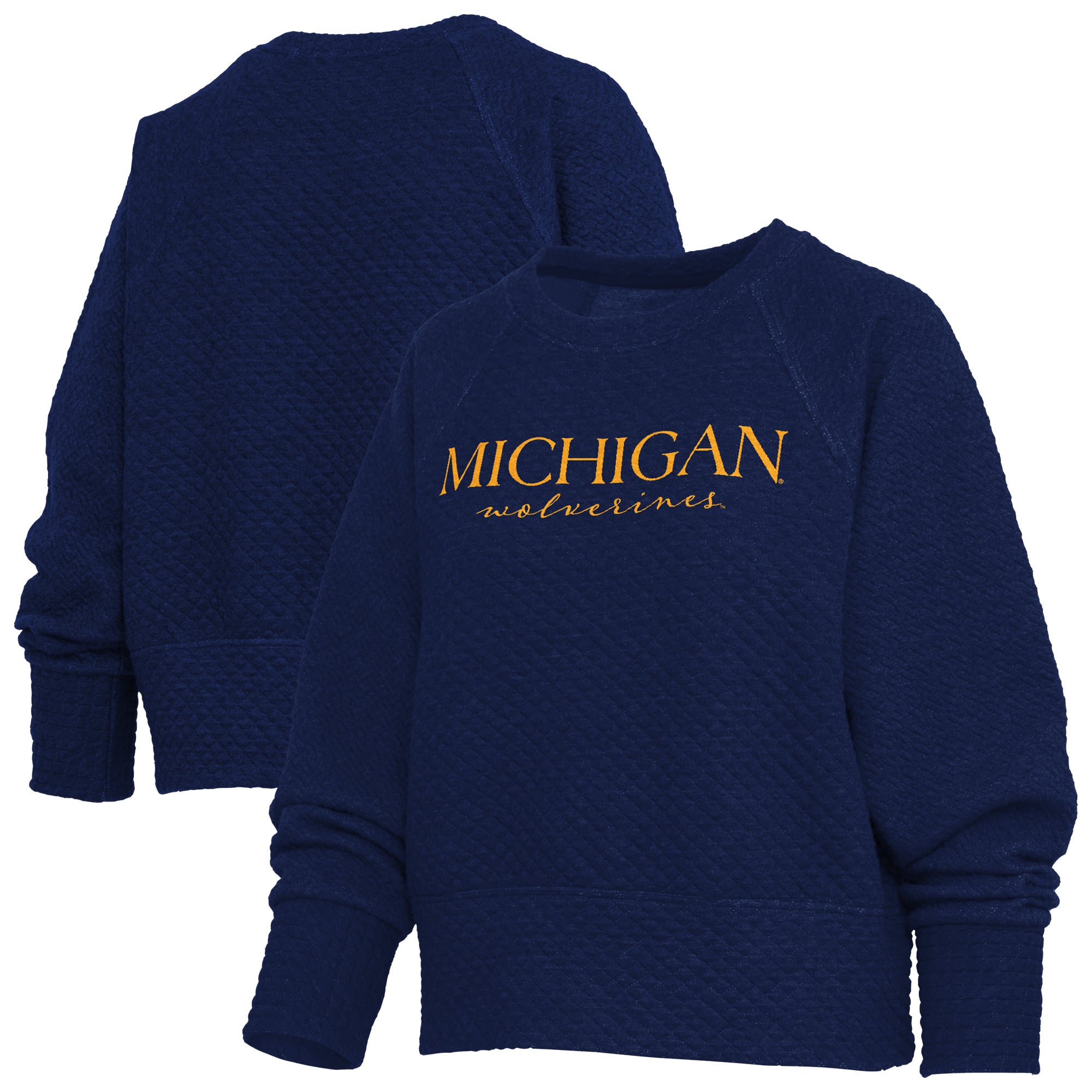Sweat-shirt matelassé Pressbox Navy Michigan Wolverines Champagne Nova pour femme