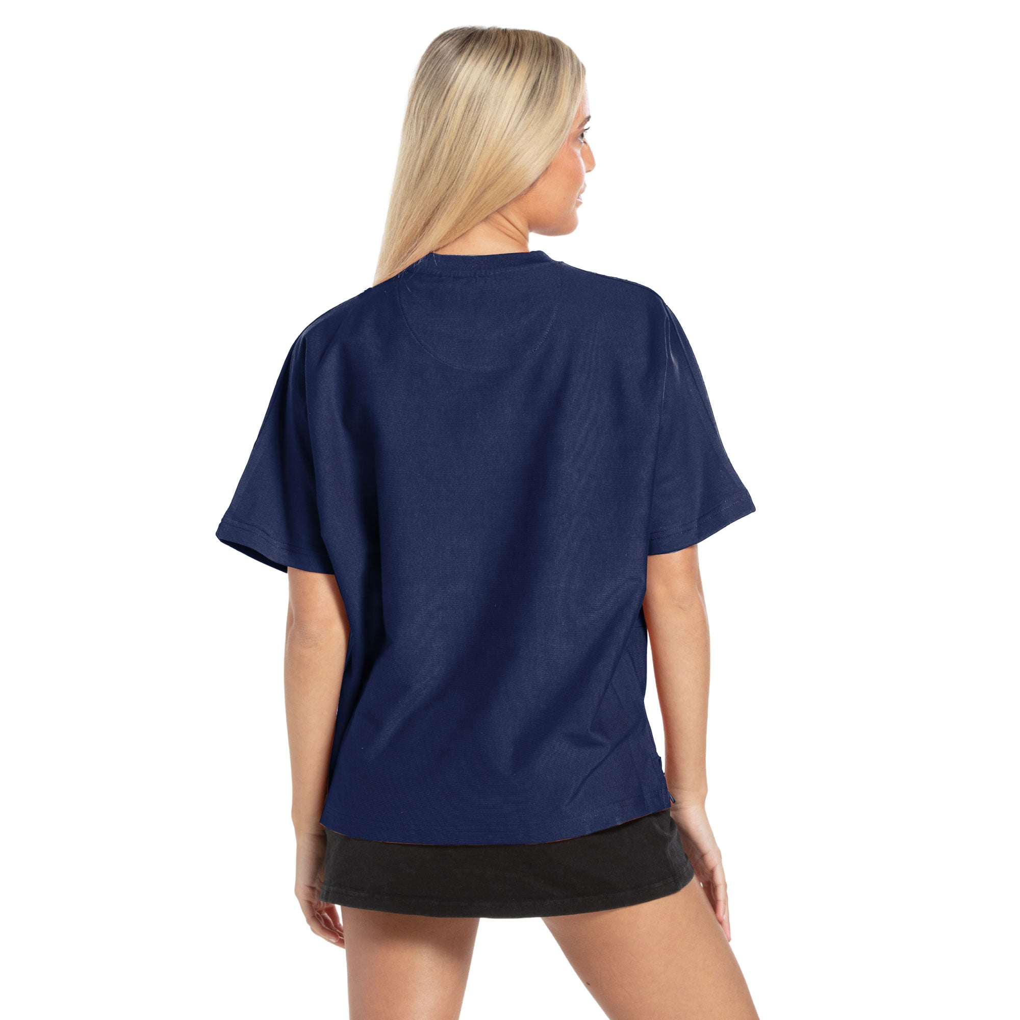 Women's Pressbox  Navy Michigan Wolverines Flannigan Oversized T-Shirt