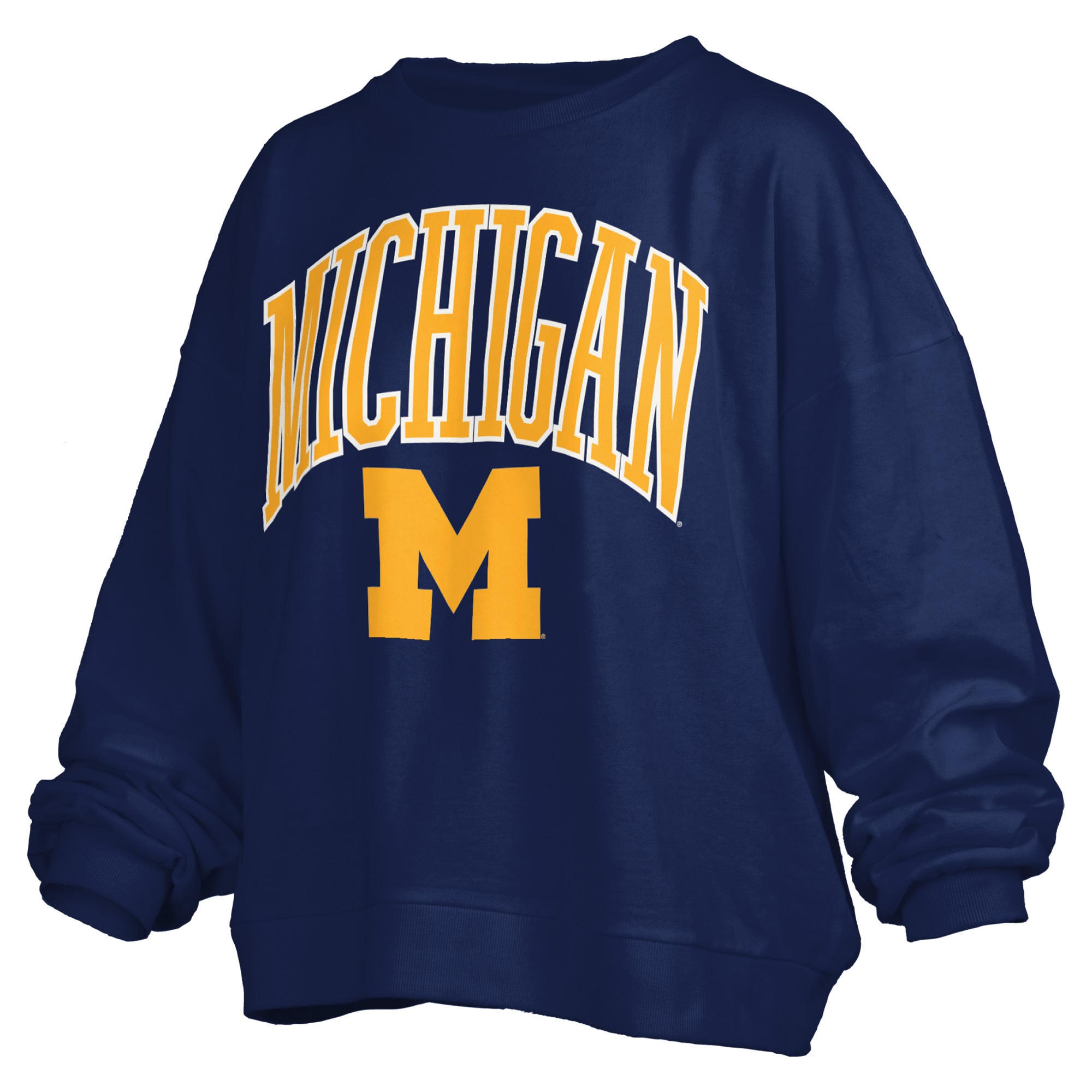Sweat-shirt polaire oversize Pressbox bleu marine Michigan Wolverines Janise avec logo sur l'arche, pour femme