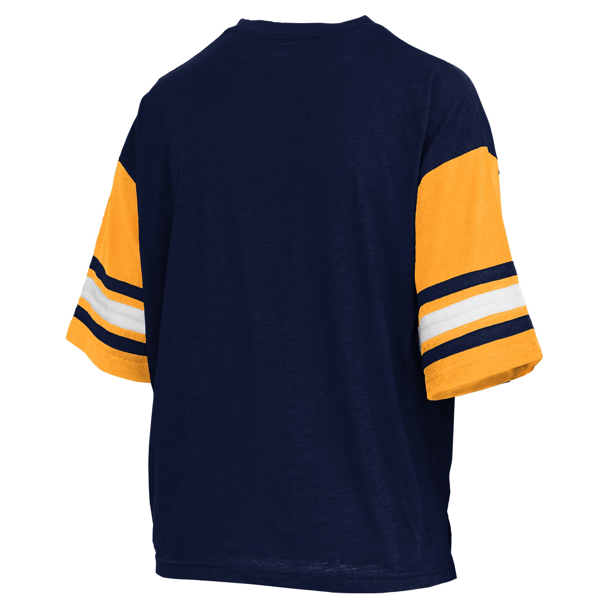 Women's Pressbox Navy Michigan Wolverines Sunday Colorblock Seal T-Shirt