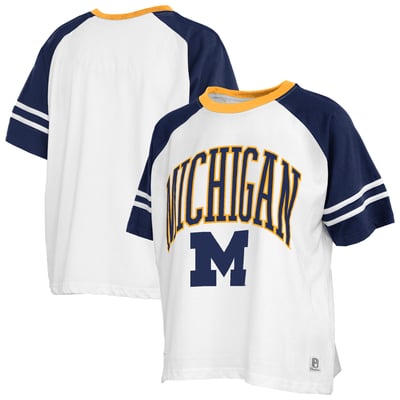  Michigan Wolverines Pressbox Women's Sky Colorblock T-Shirt - White