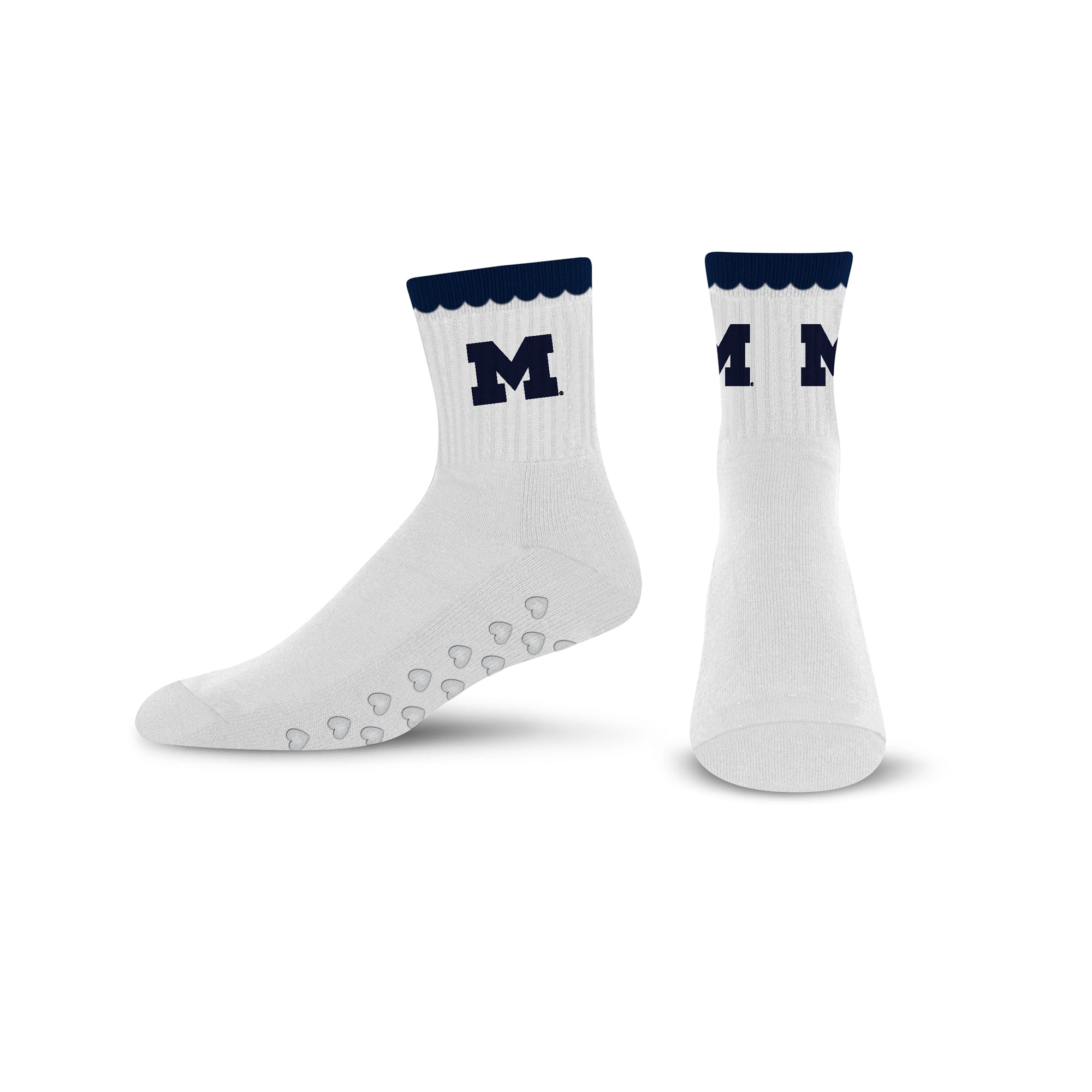 Women's PRO Compression  Michigan Wolverines White Heartshape Grippers Yoga-Pilates Quarter Socks