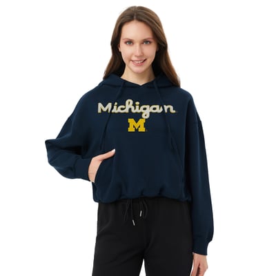  Michigan Wolverines Profile Women's  Plus Size Hoodie - Navy