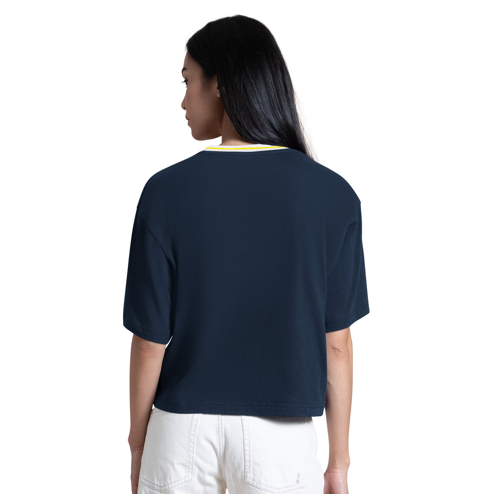 Women's Starter Navy Michigan Wolverines Ace Cropped T-Shirt