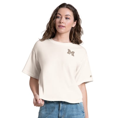 Michigan Wolverines Starter Women's Advantage Cropped T-Shirt - White