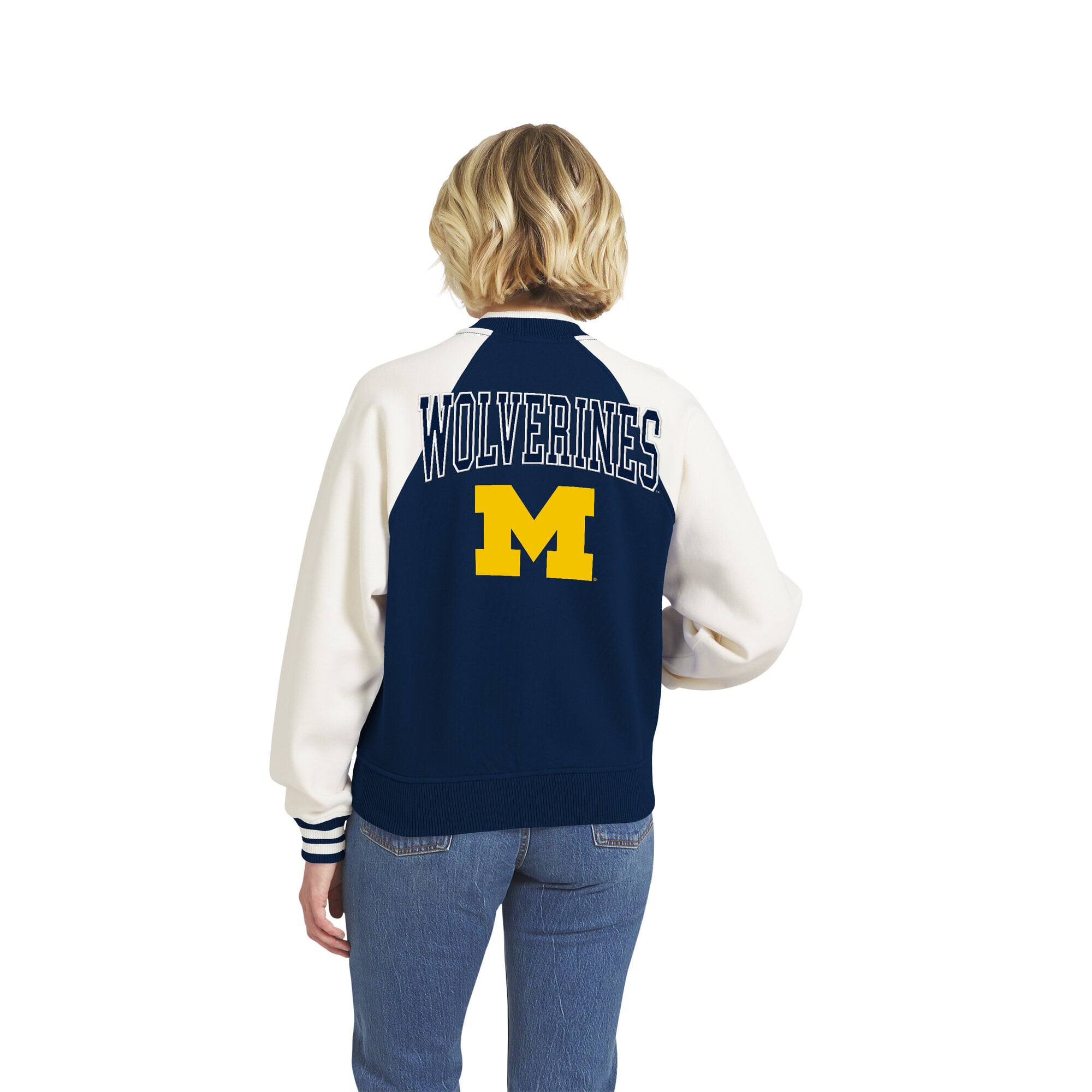 Veste raglan zippée intégrale WEAR by Erin Andrews pour femme, bleu marine, Michigan Wolverines