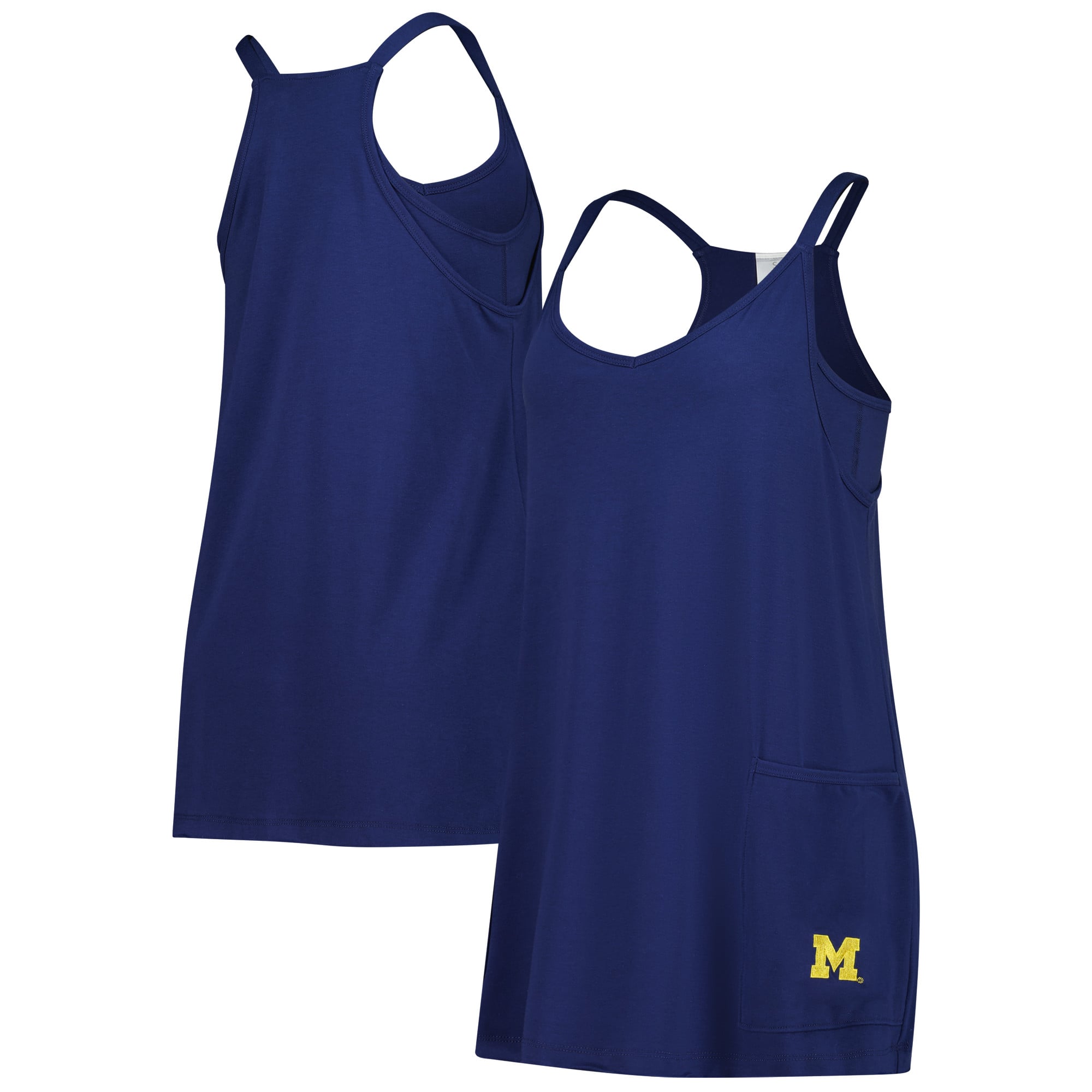 Robe-jupe-short ZooZatz bleu marine pour femme, motif Michigan Wolverines, en mélange de trois tissus et poches.