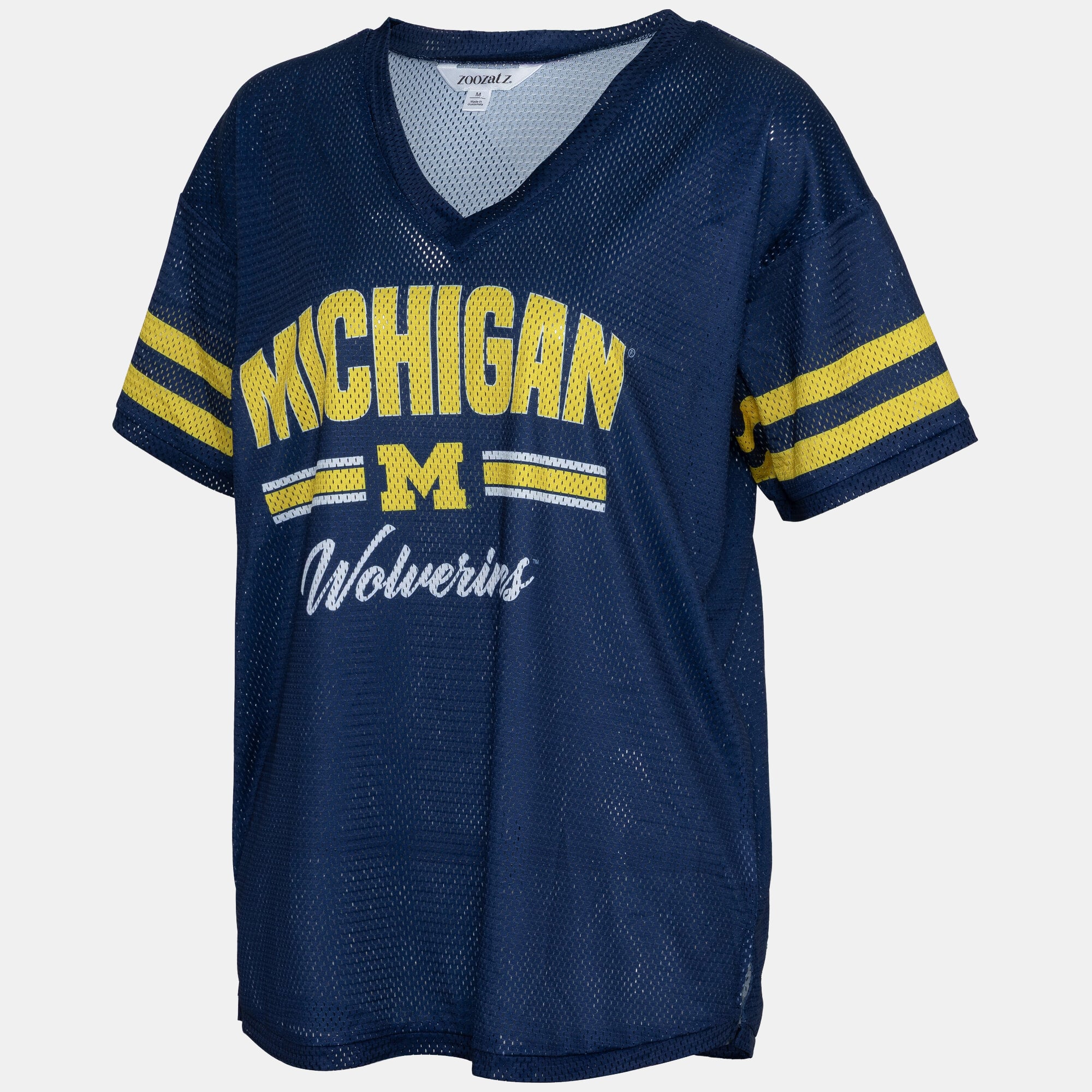 Women's ZooZatz Navy Michigan Wolverines Mesh Jersey Kickoff T-Shirt