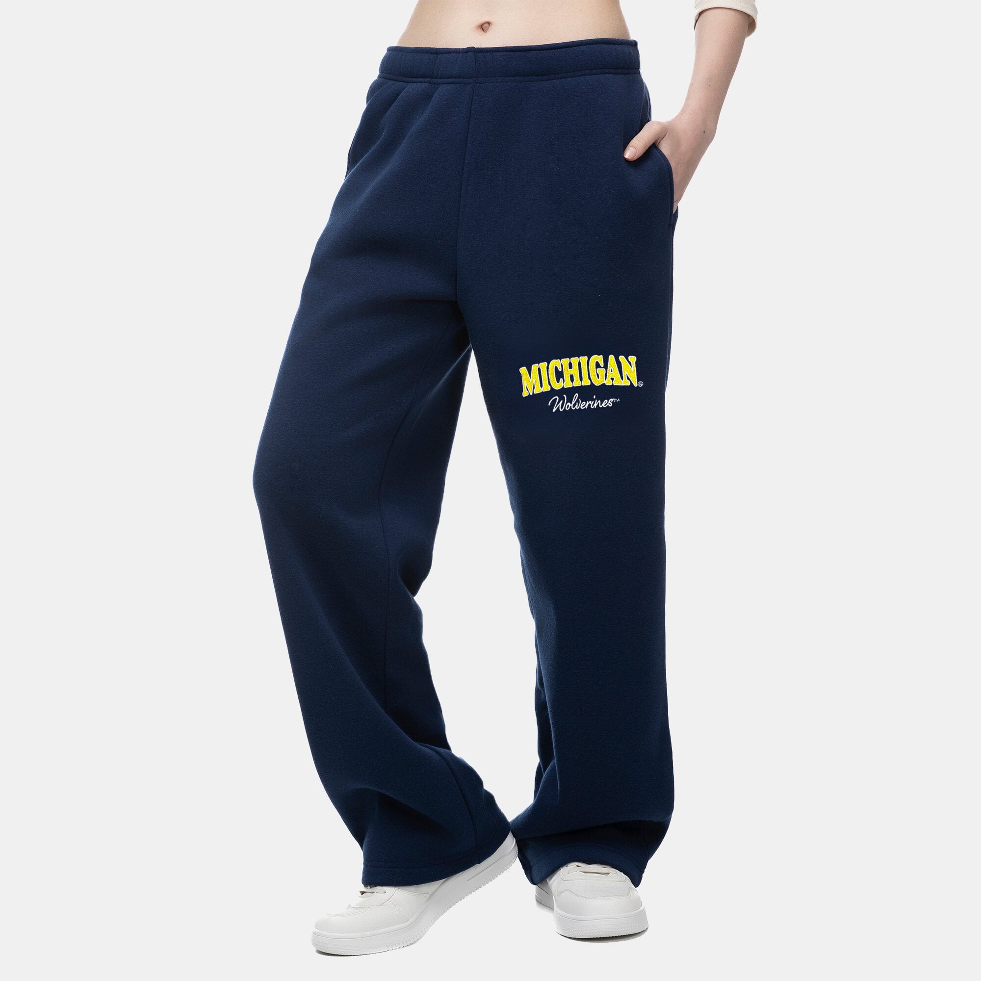 Women's ZooZatz  Navy Michigan Wolverines Wordmark Fleece Sweatpants