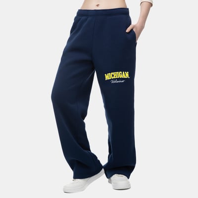  Michigan Wolverines ZooZatz Women's Wordmark Fleece Sweatpants - Navy