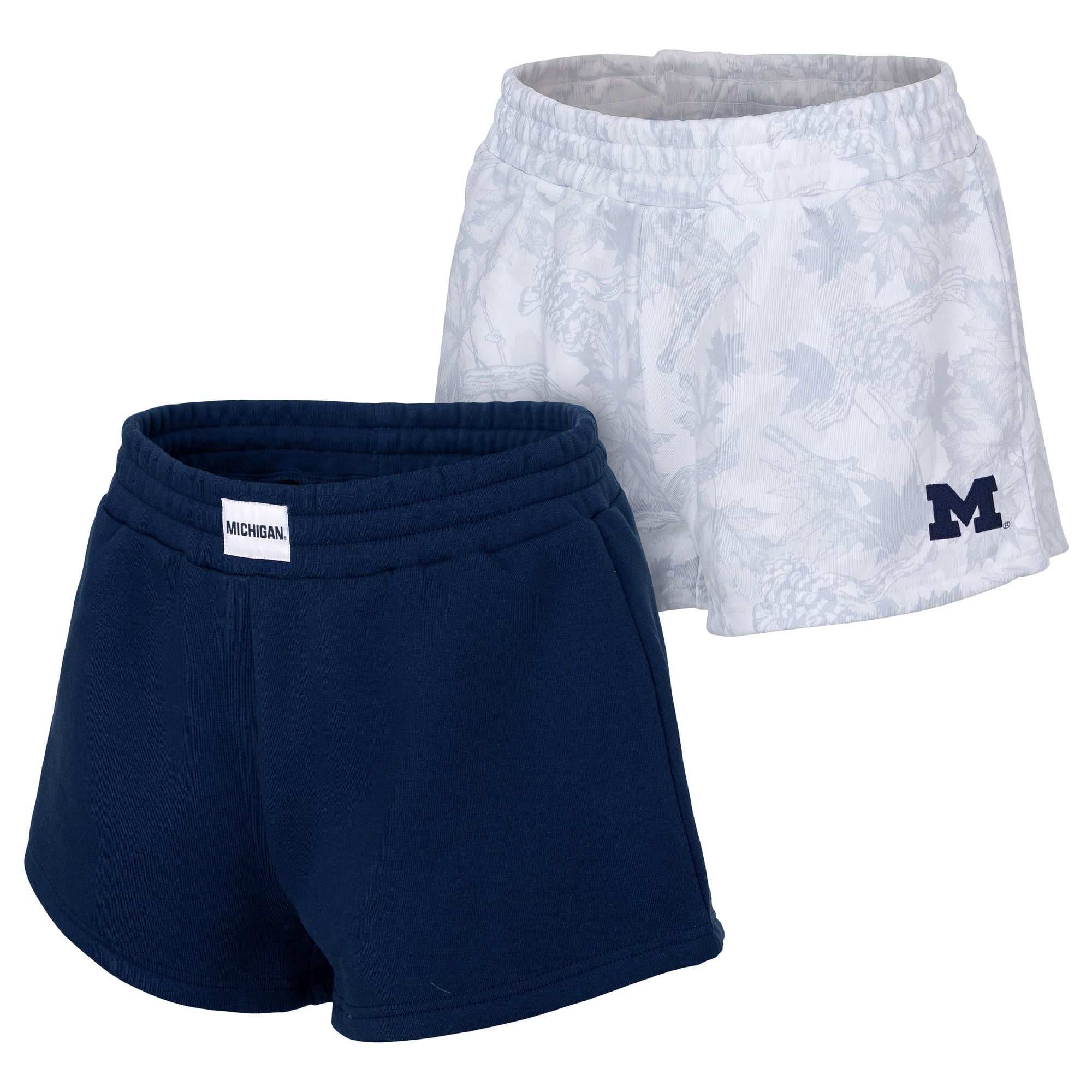 Women's ZooZatz Navy/Gray Michigan Wolverines Two-Pack Knockout Shorts Set