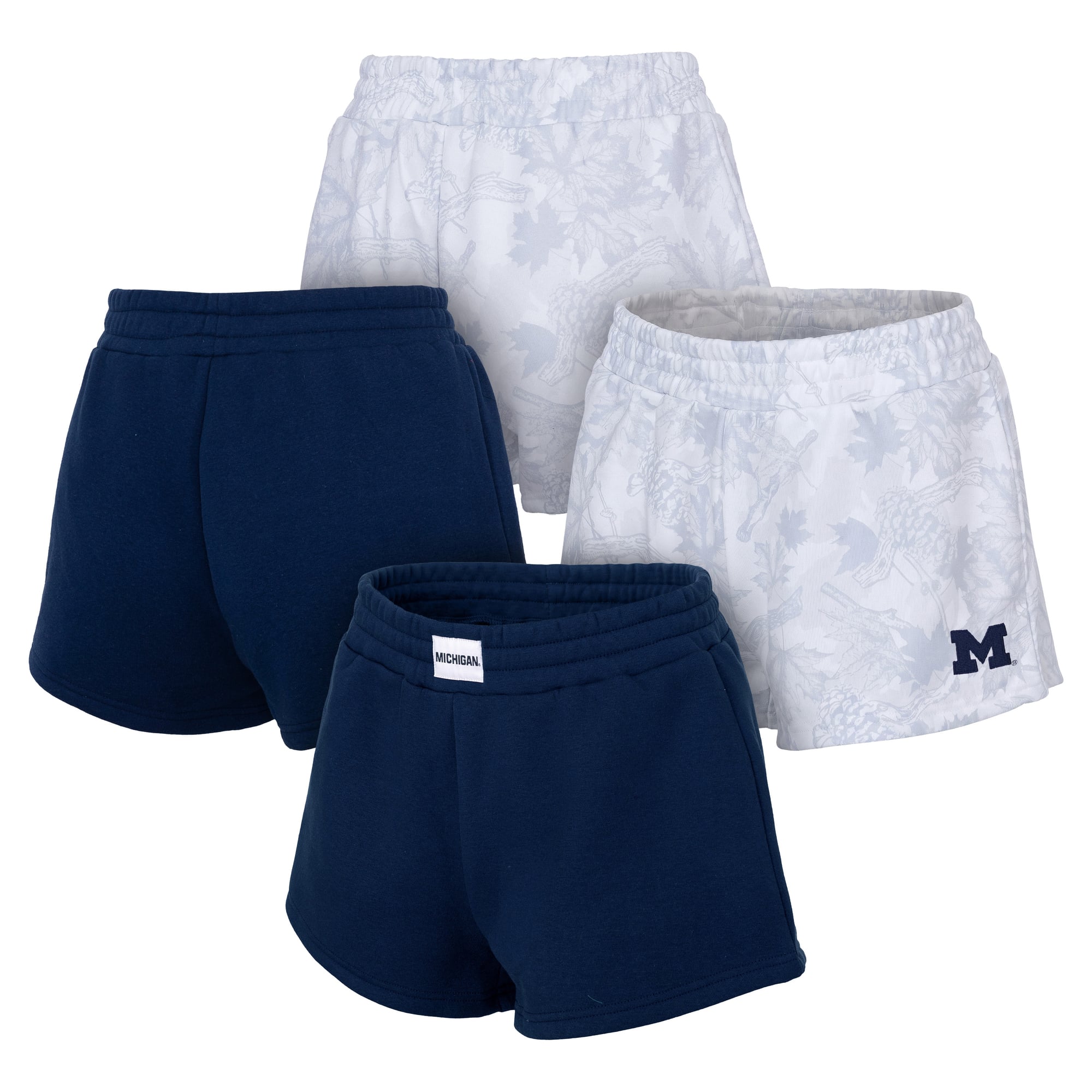Women's ZooZatz  Navy/Gray Michigan Wolverines Two-Pack Knockout Shorts Set