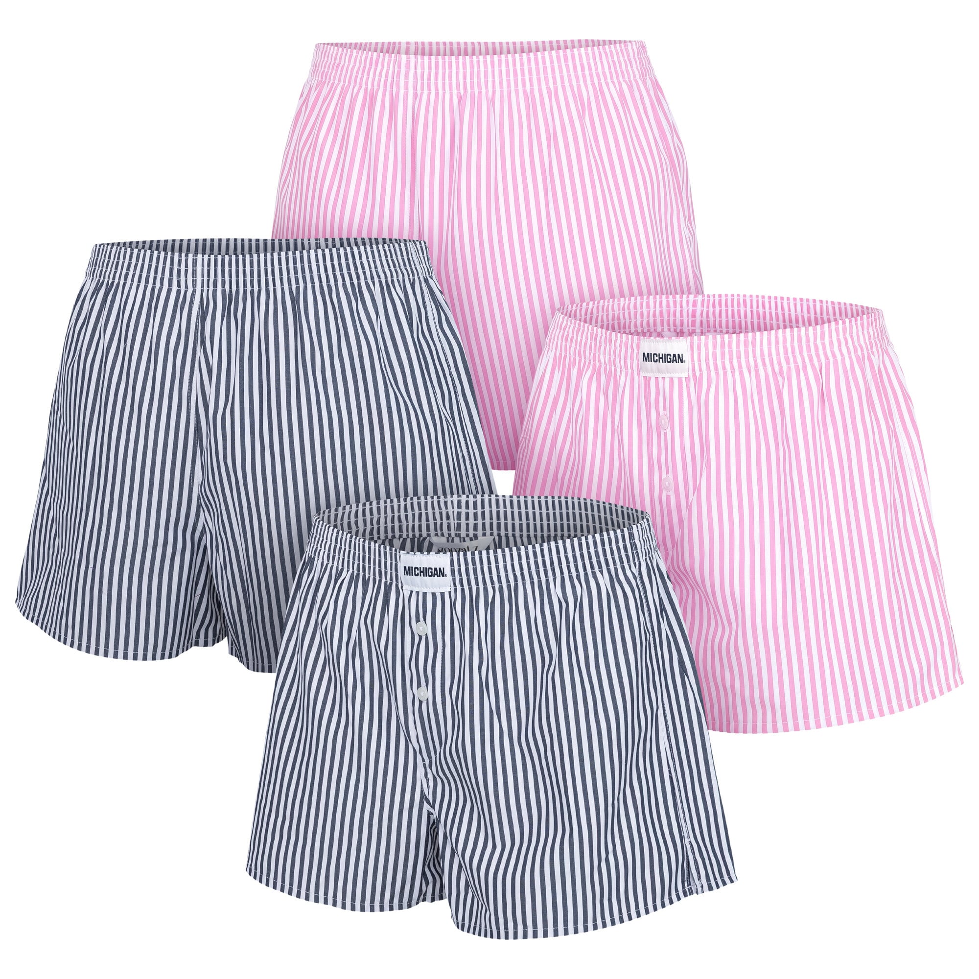 Women's ZooZatz  Navy/Pink Michigan Wolverines Two-Pack Boxer Shorts Set