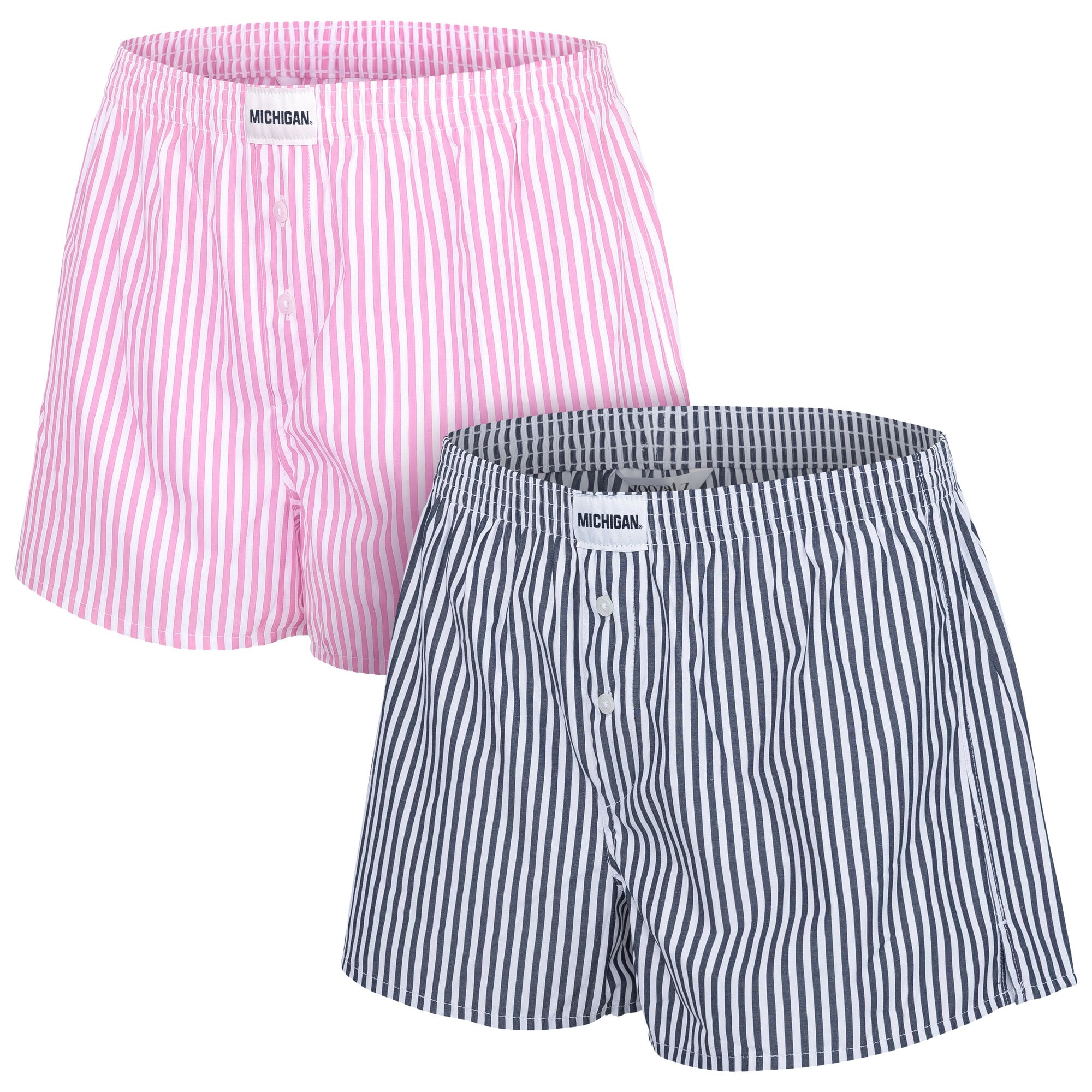 Women's ZooZatz  Navy/Pink Michigan Wolverines Two-Pack Boxer Shorts Set