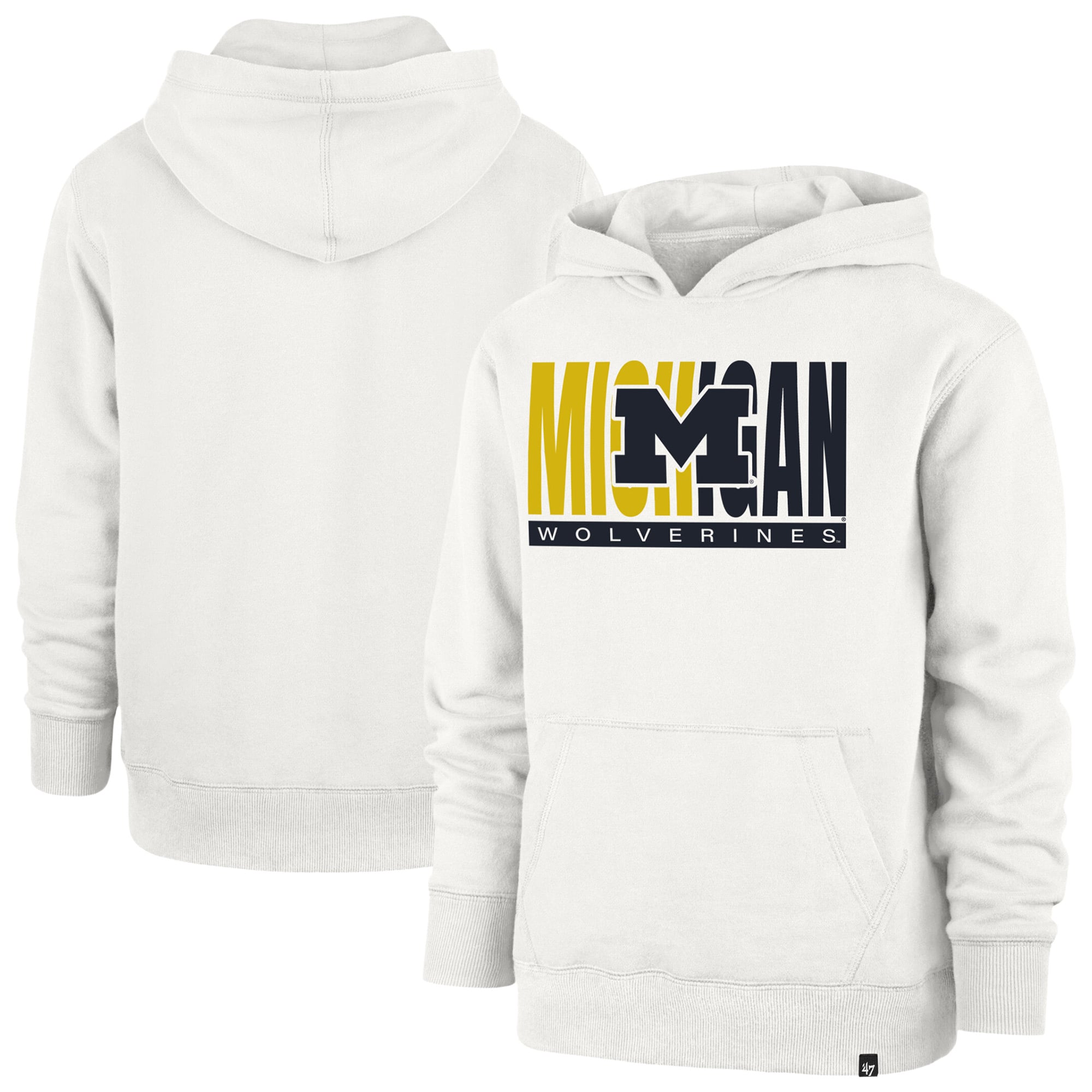 Youth '47 Cream Michigan Wolverines Block Text Pullover Hoodie