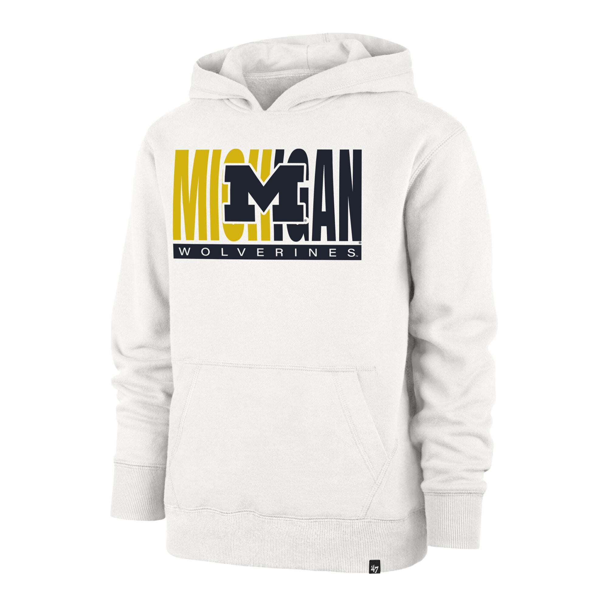 Youth '47 Cream Michigan Wolverines Block Text Pullover Hoodie