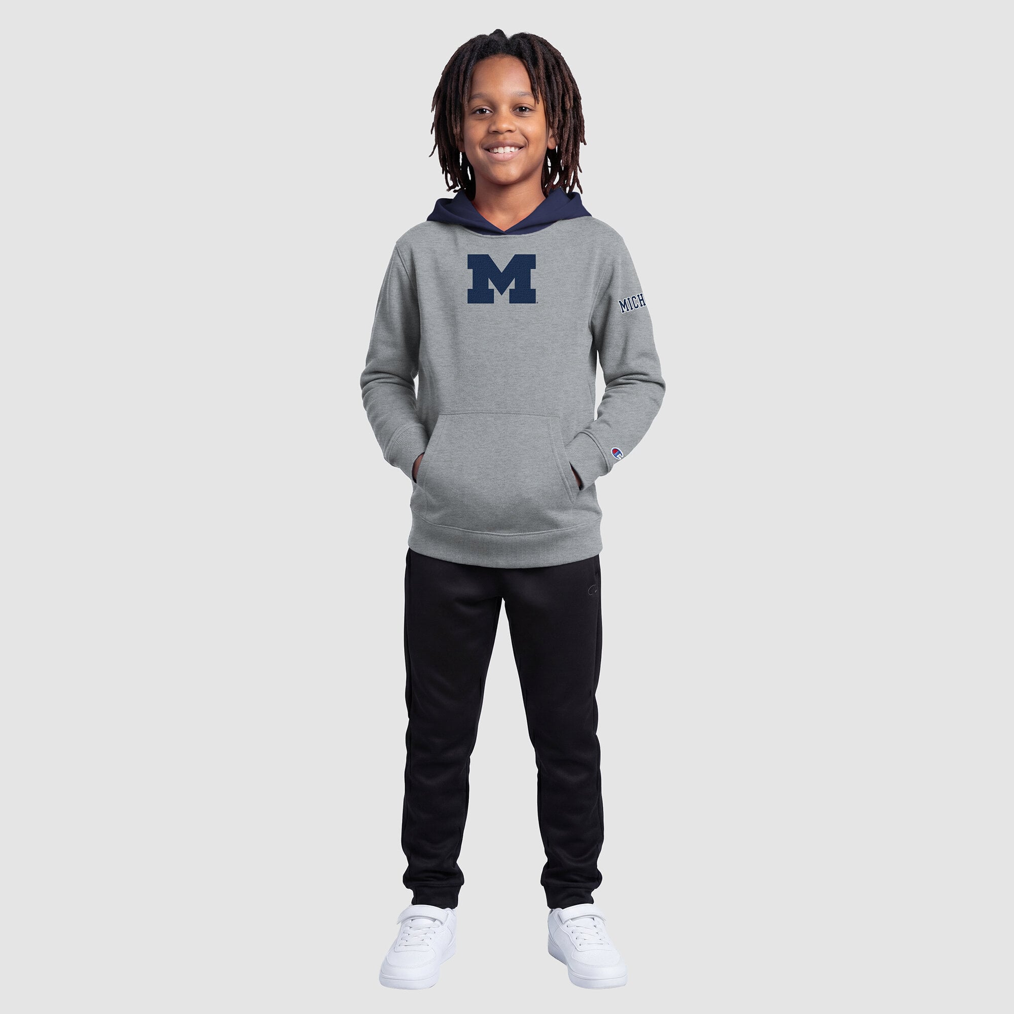 Youth Champion Heather Gray Michigan Wolverines Fleece Hoodie