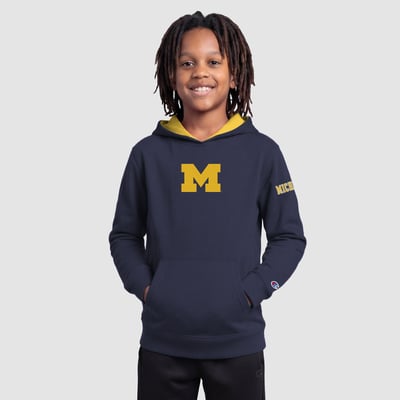  Michigan Wolverines Champion Youth Fleece Hoodie - Navy