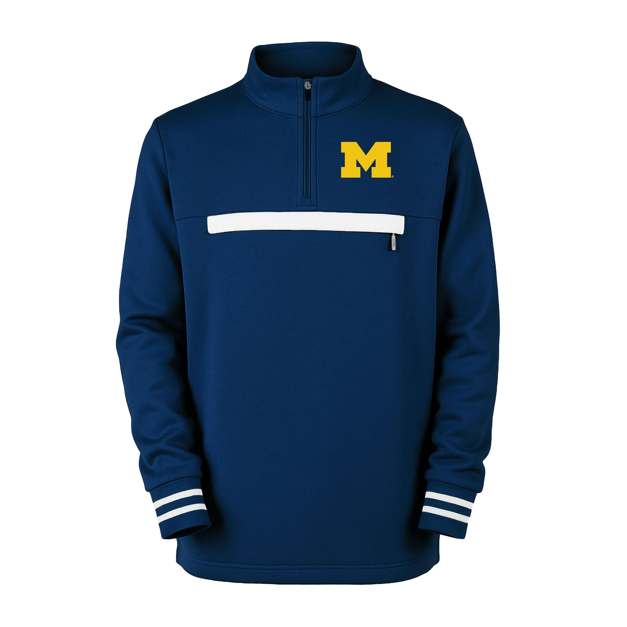Youth Garb Navy Michigan Wolverines Atlas Quarter-Zip Tri-Blend Pullover