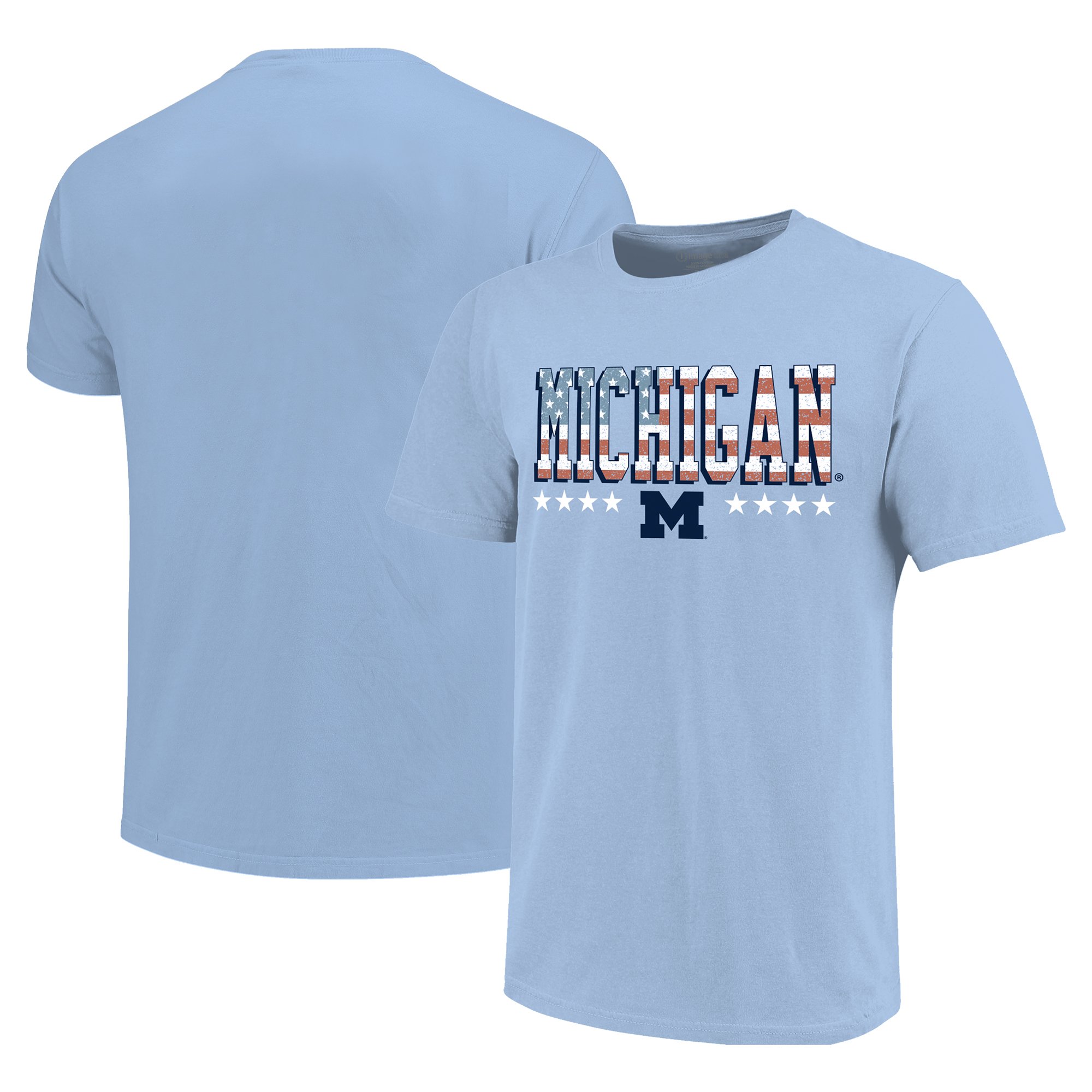 T-shirt bleu clair pour jeunes avec drapeau américain des Wolverines du Michigan