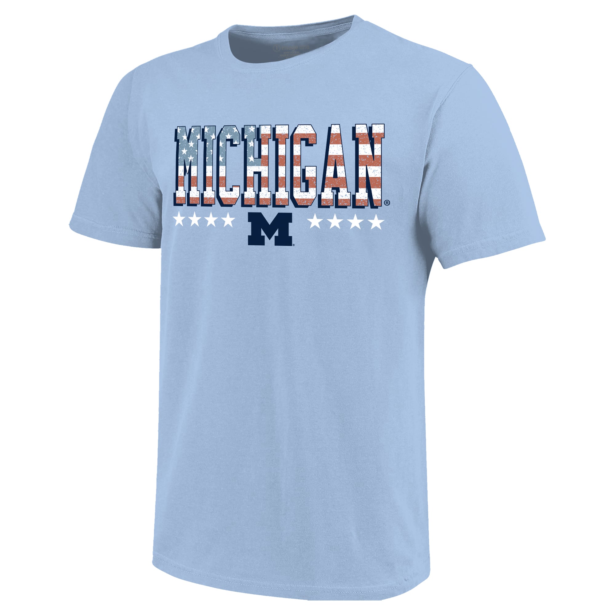 T-shirt bleu clair pour jeunes avec drapeau américain des Wolverines du Michigan